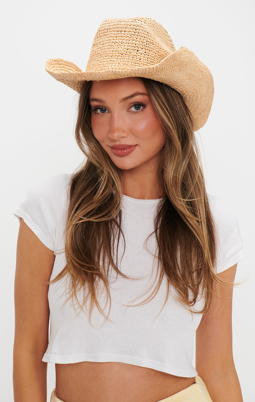 Raffia Cowboy Hat ~ Natural Os