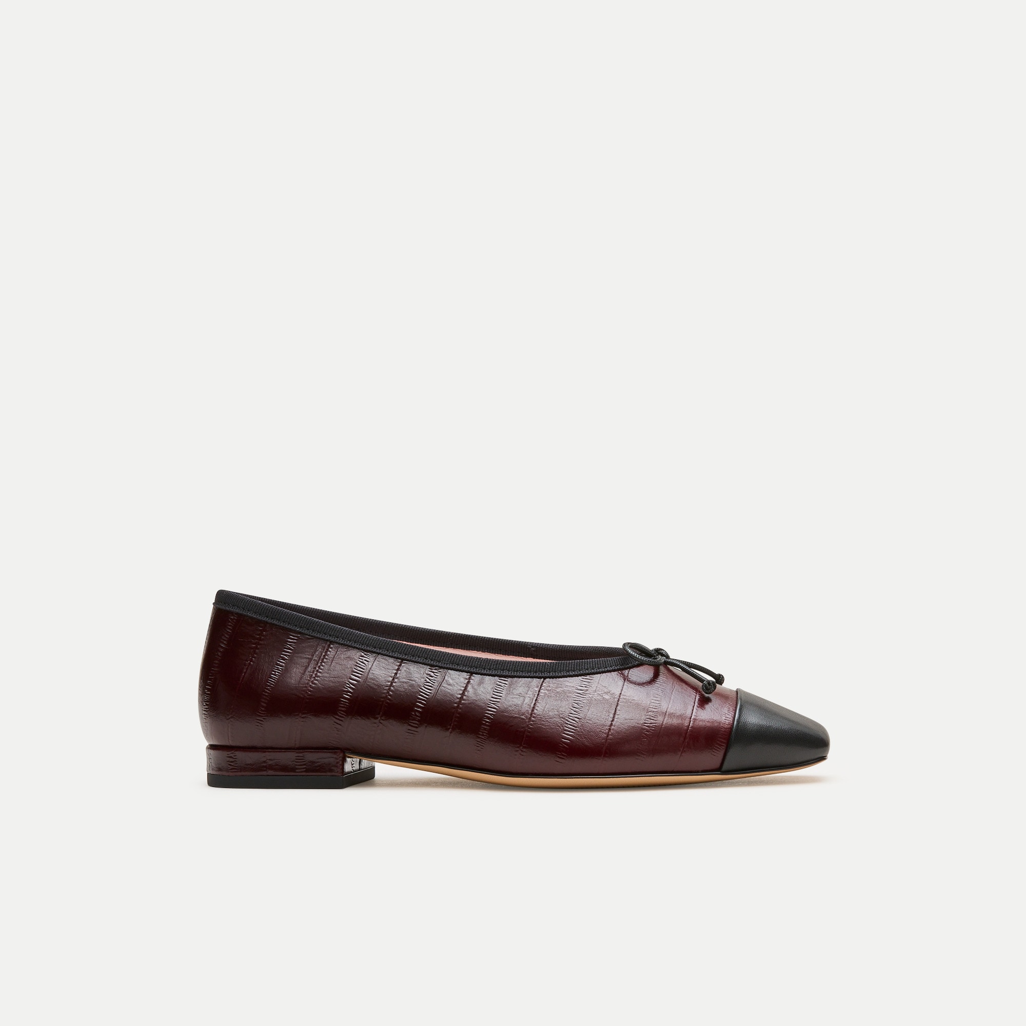 Sophie Cap Toe Ballet Flats in Eel-Embossed Leather
