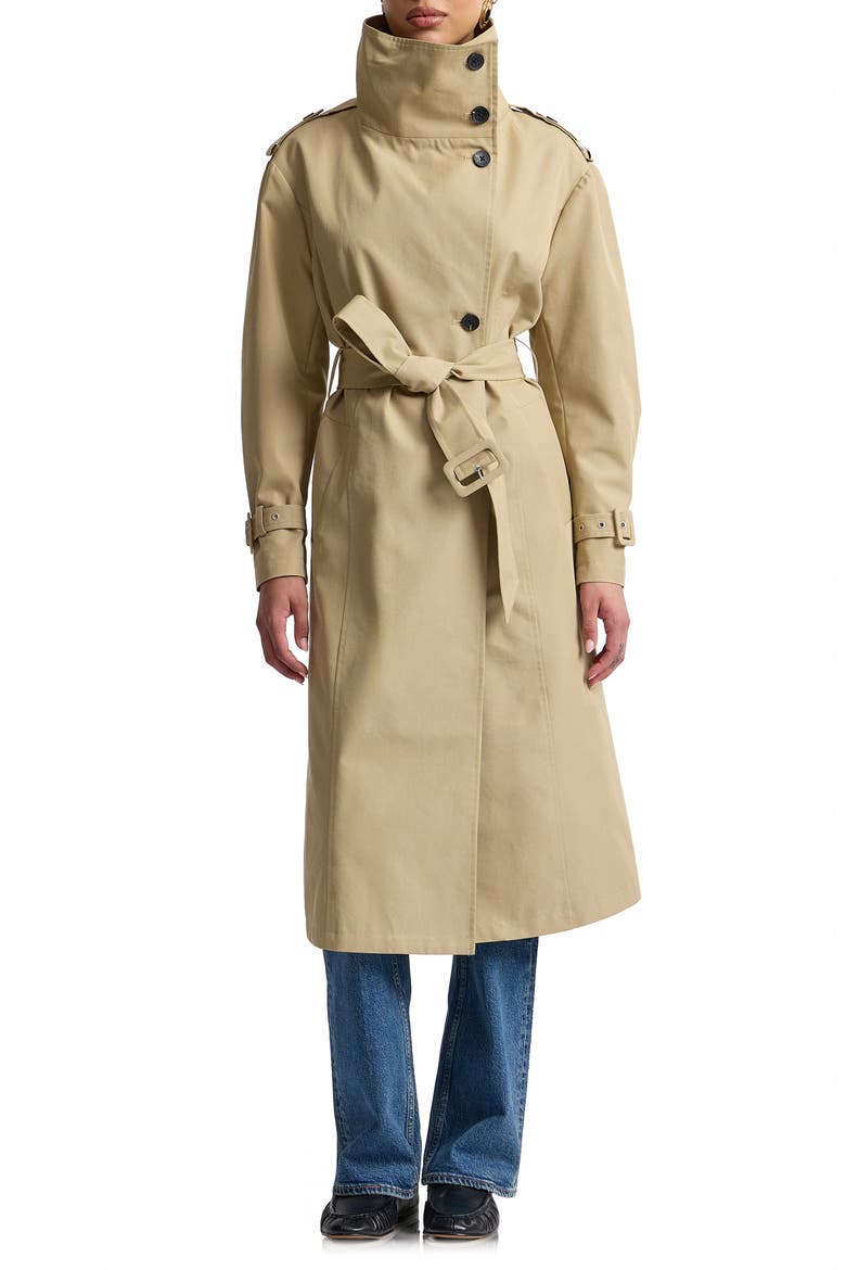 Belted Cotton Blend Trench Coat
