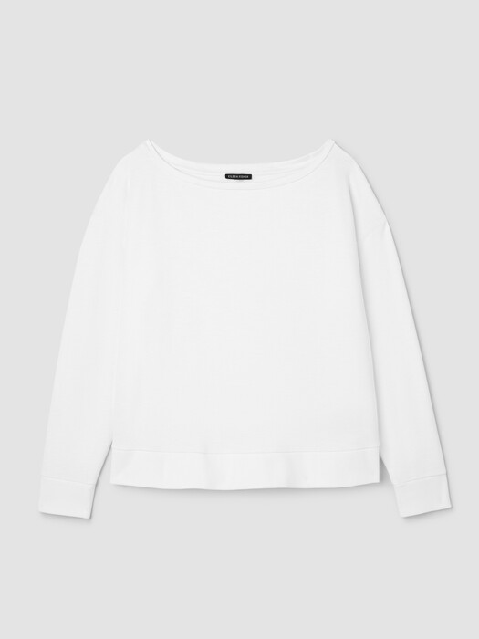 Garment-Dyed Organic Cotton Terry Bateau Neck Top