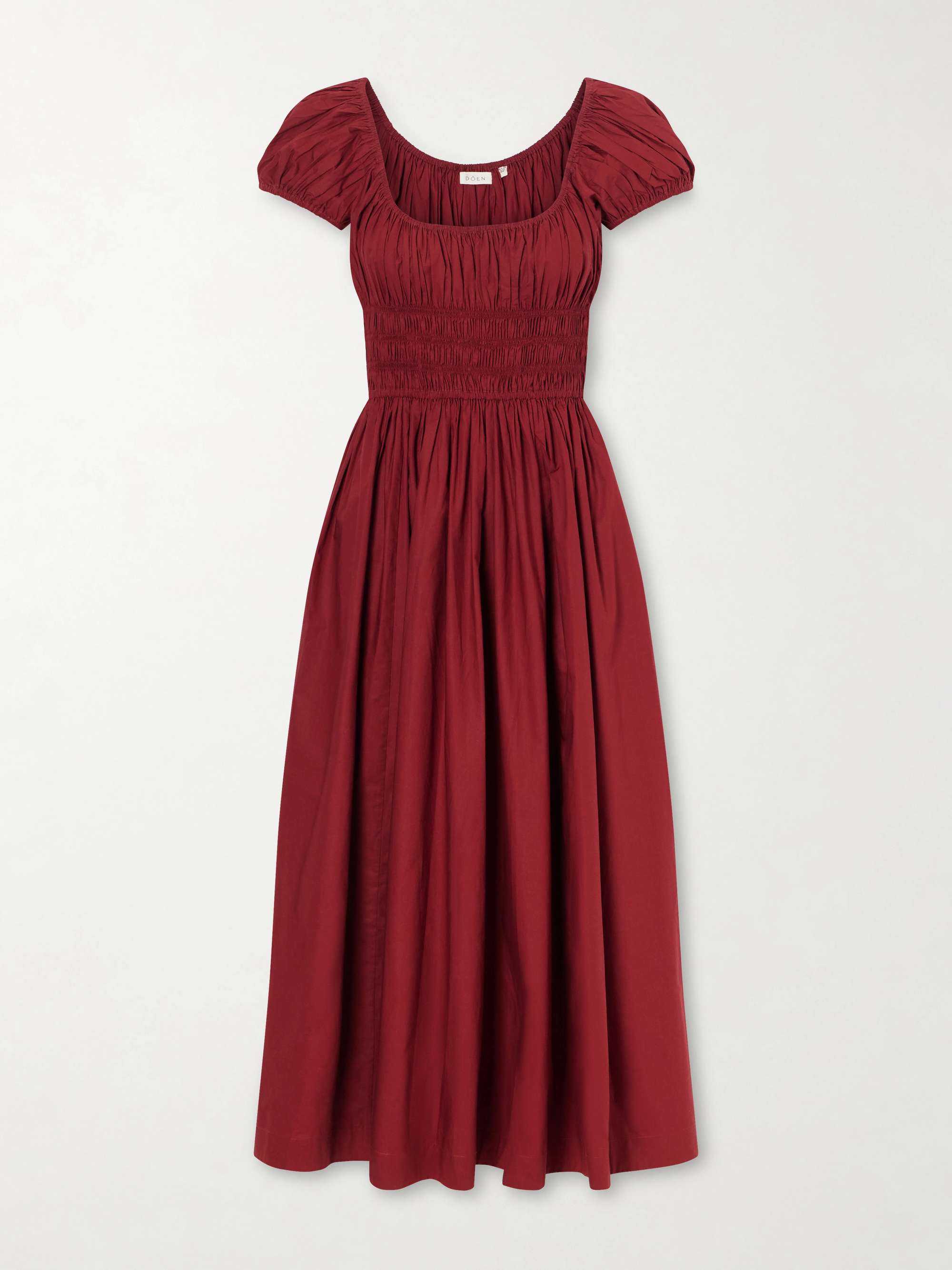 Quinley Shirred Organic Cotton-Voile Midi Dress