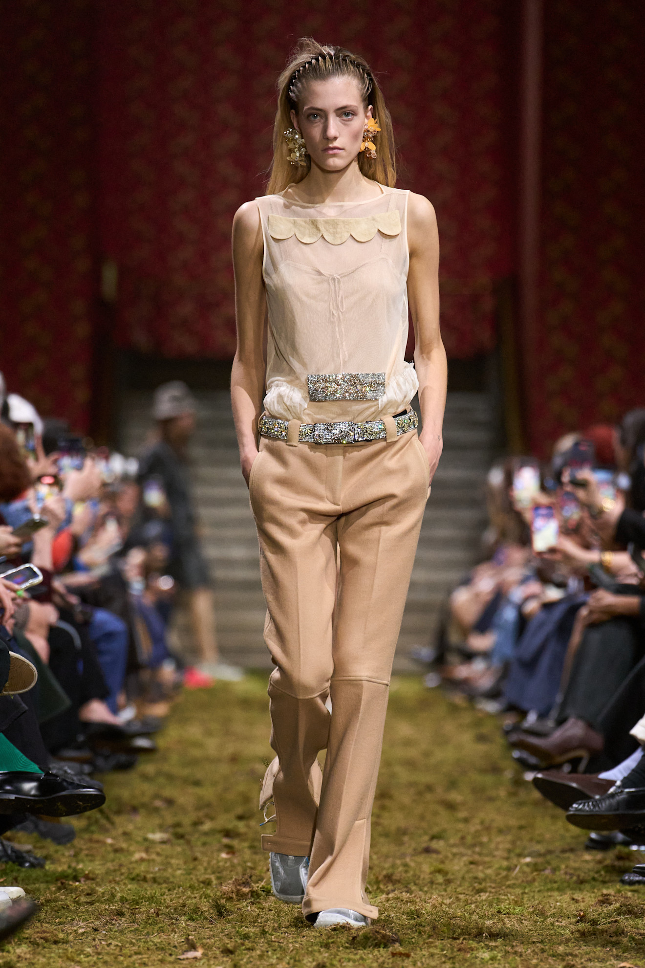 Dark beige pants on Miu Miu F/W 26 runway