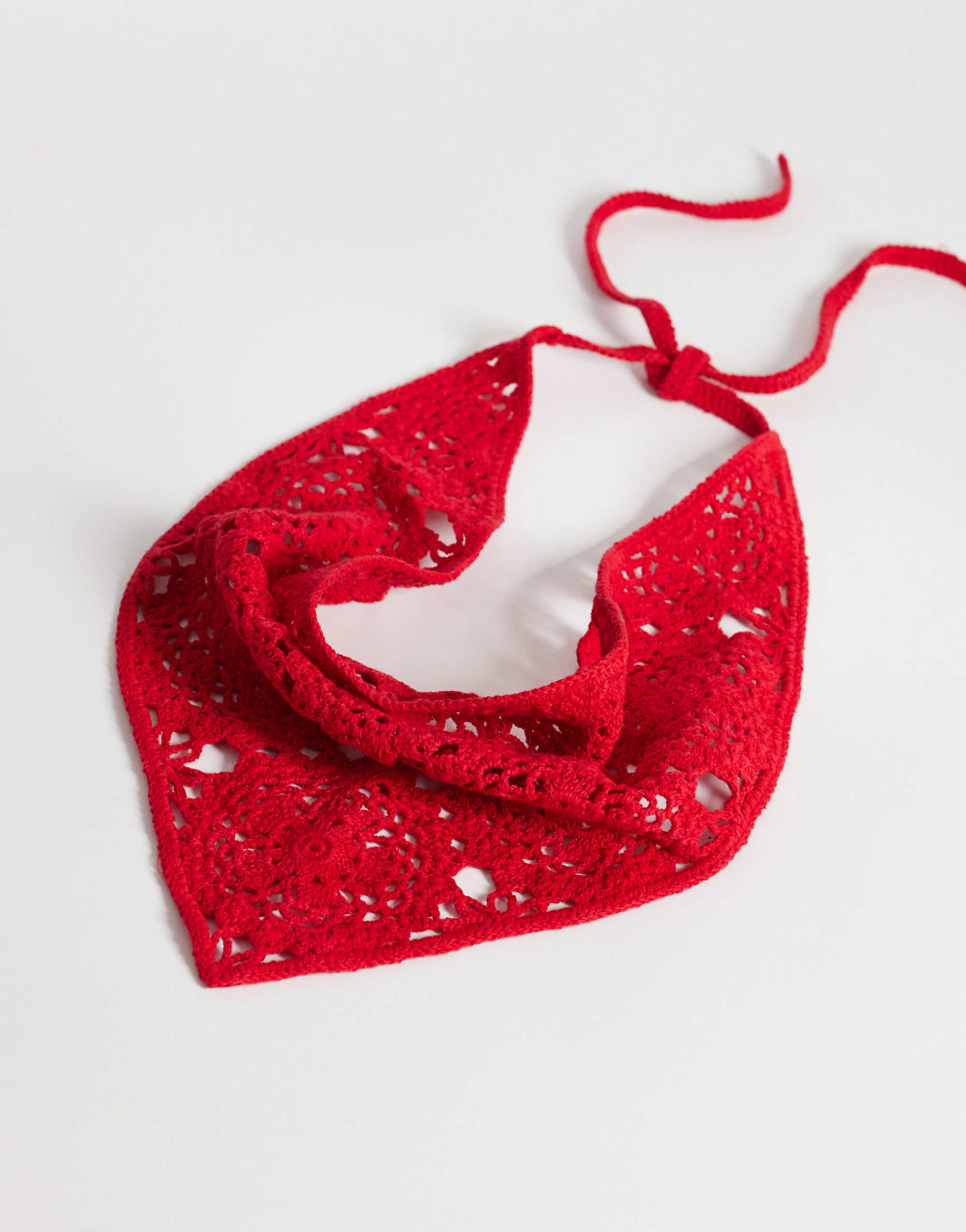 Asos Design Crochet Knit Headscarf in Red