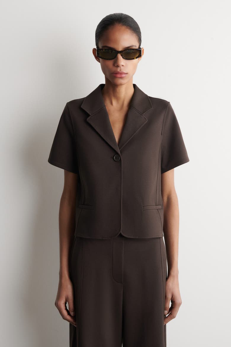 Twill-Jersey Short-Sleeve Blazer