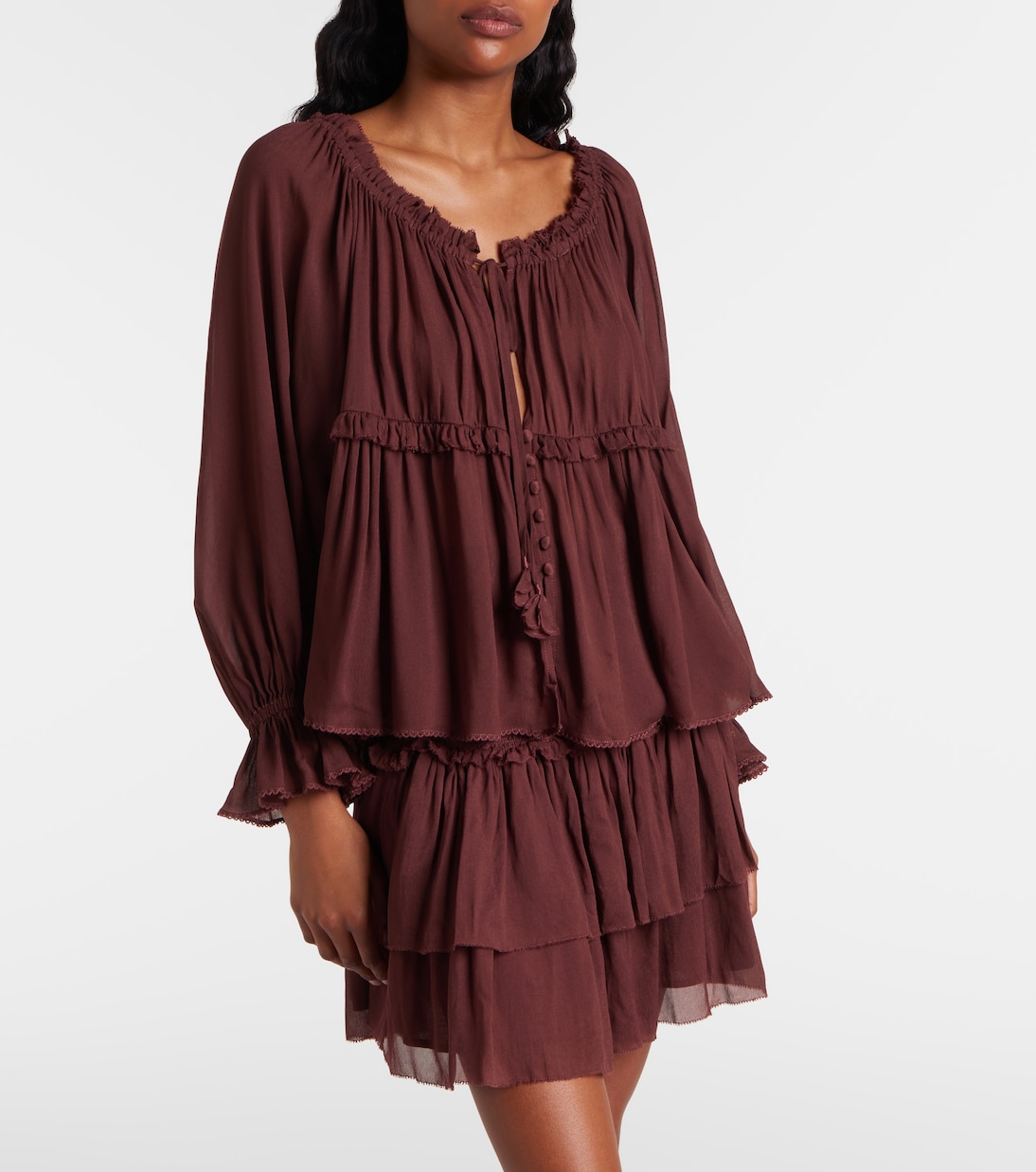 Moon Ruffled Blouse in Brown - Poupette St Barth