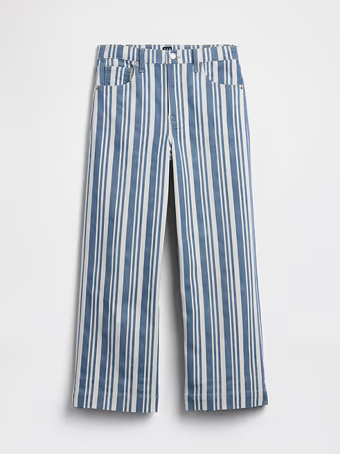 Gap Factory, High Rise Stripe Wide-Leg Crop Jeans