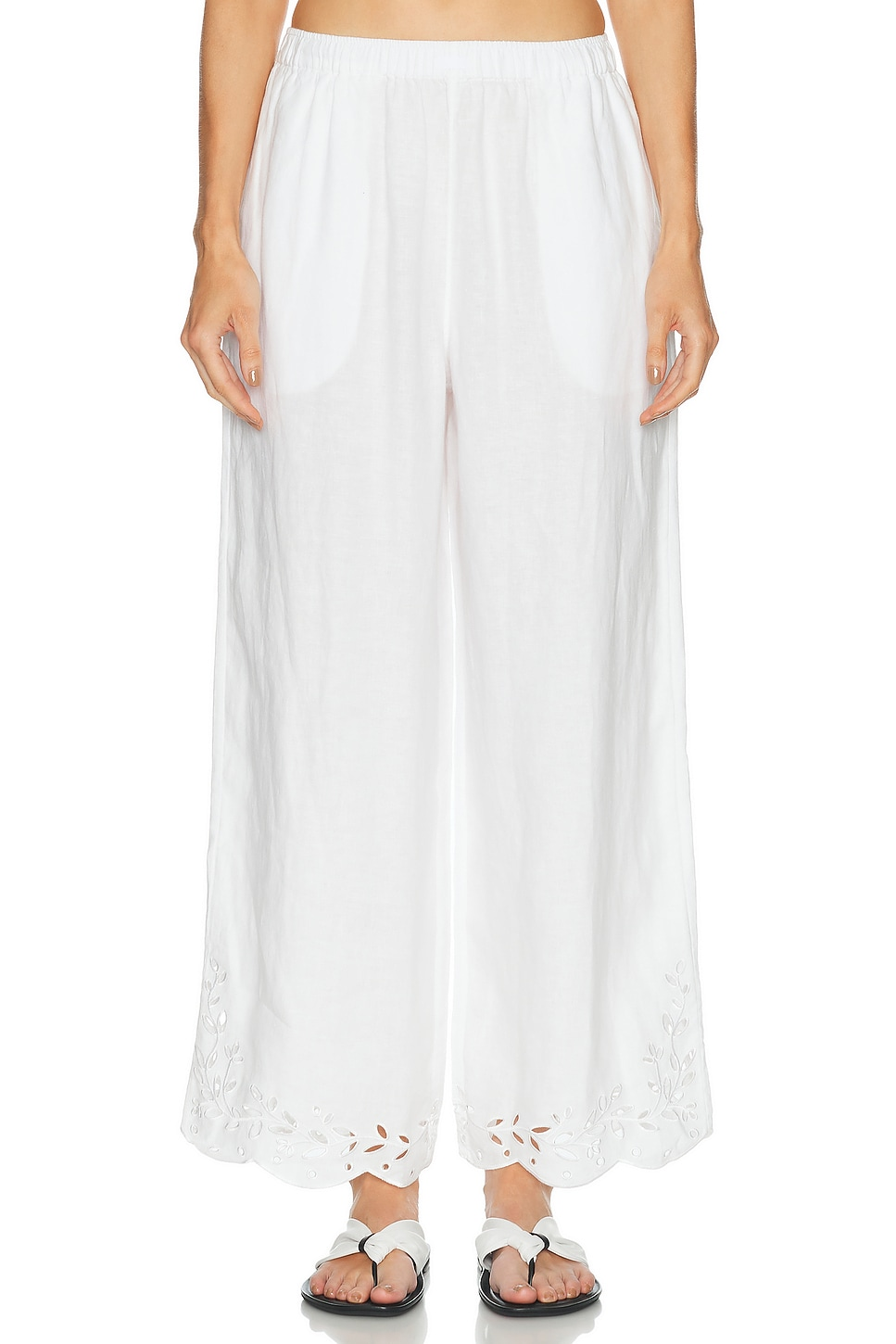 Lunya Linen Embroidered Eyelet Pant