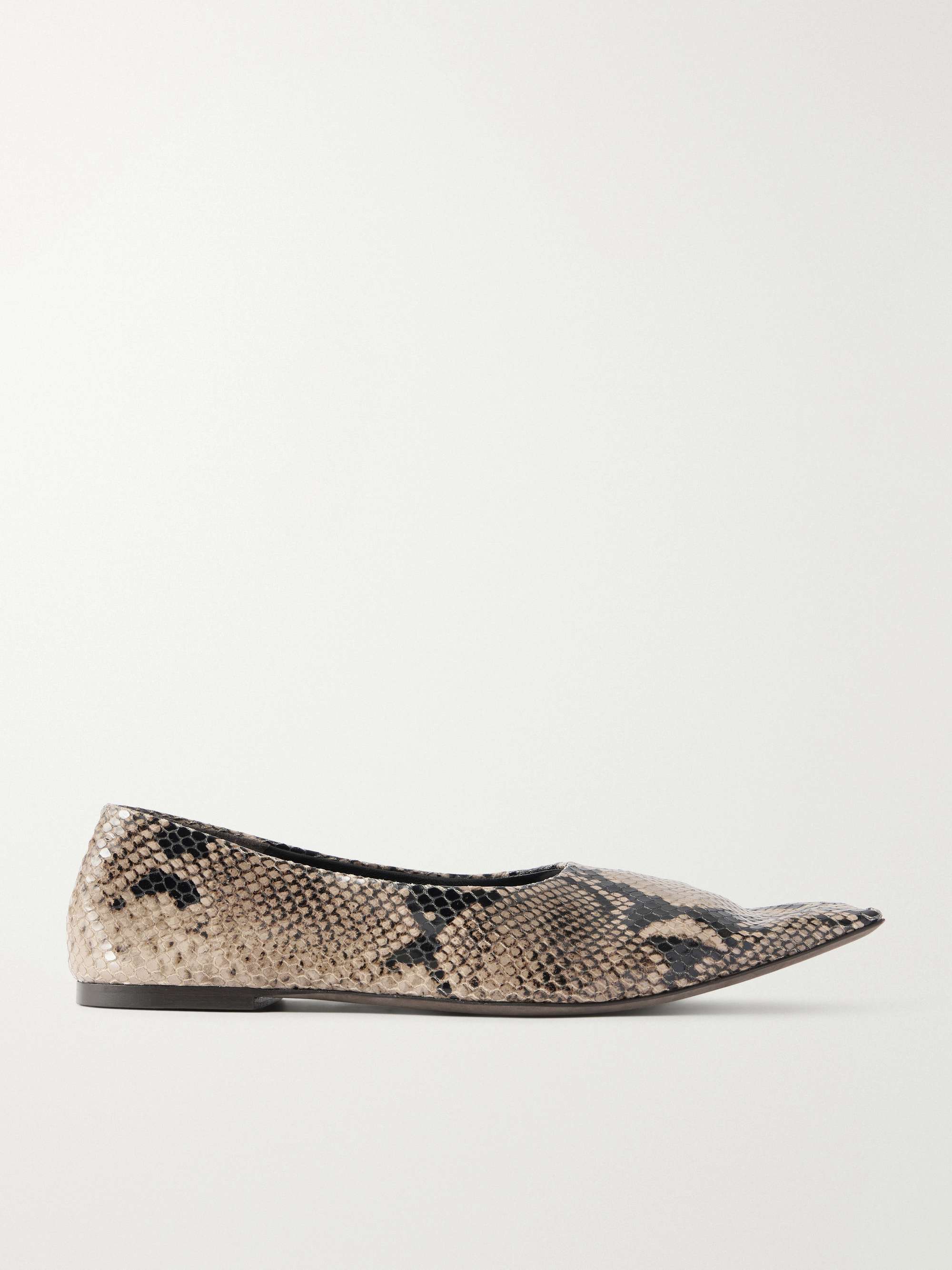 Marlene Snake-Effect Leather Ballet Flats