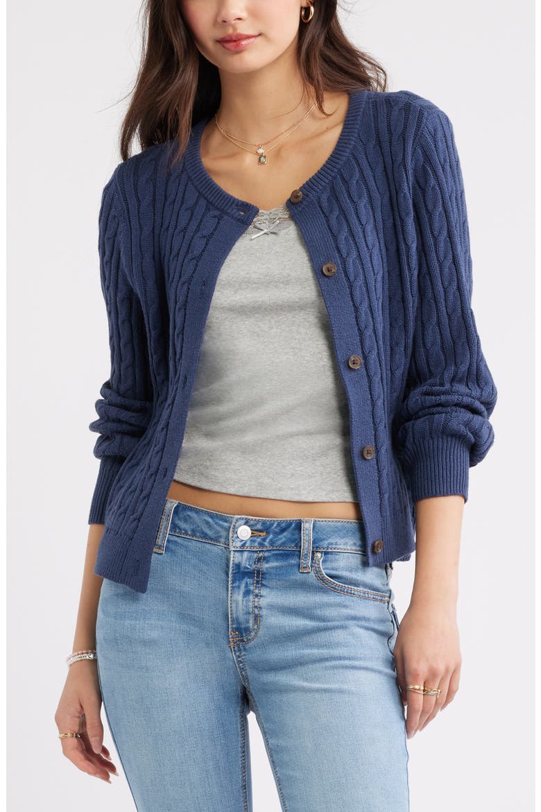 Button Front Cotton Blend Cardigan
