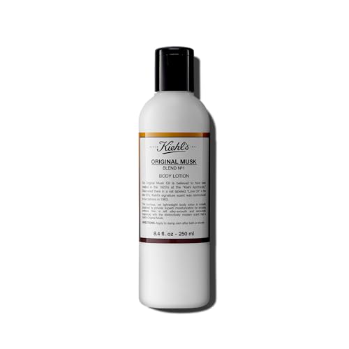 Kiehl's Original Musk Scented Body Lotion, Lightweight Moisturizer for Body, Leaves Skin Silky Smooth, Absorbs Quickly, With Apricot & Sesame Seed Oil to Soften Skin, Unisex Scent - 8.4 Fl Oz