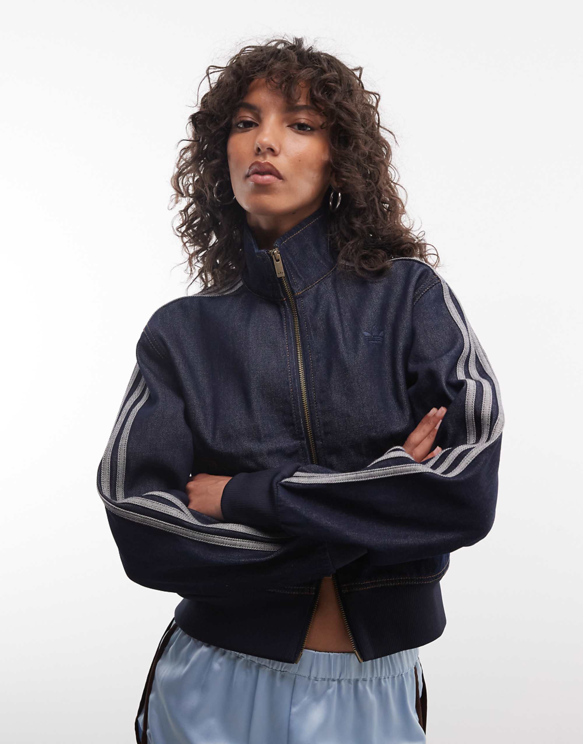 Adidas Originals Firebird Denim Track Top in Indigo