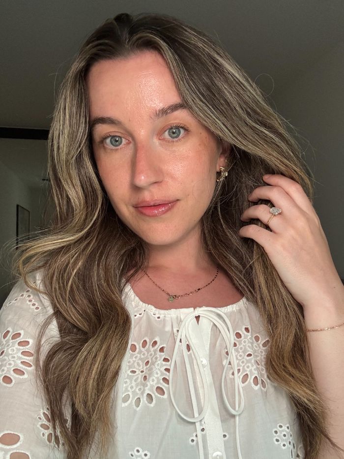Deputy beauty editor Grace Lindsay with a dewy makeup look