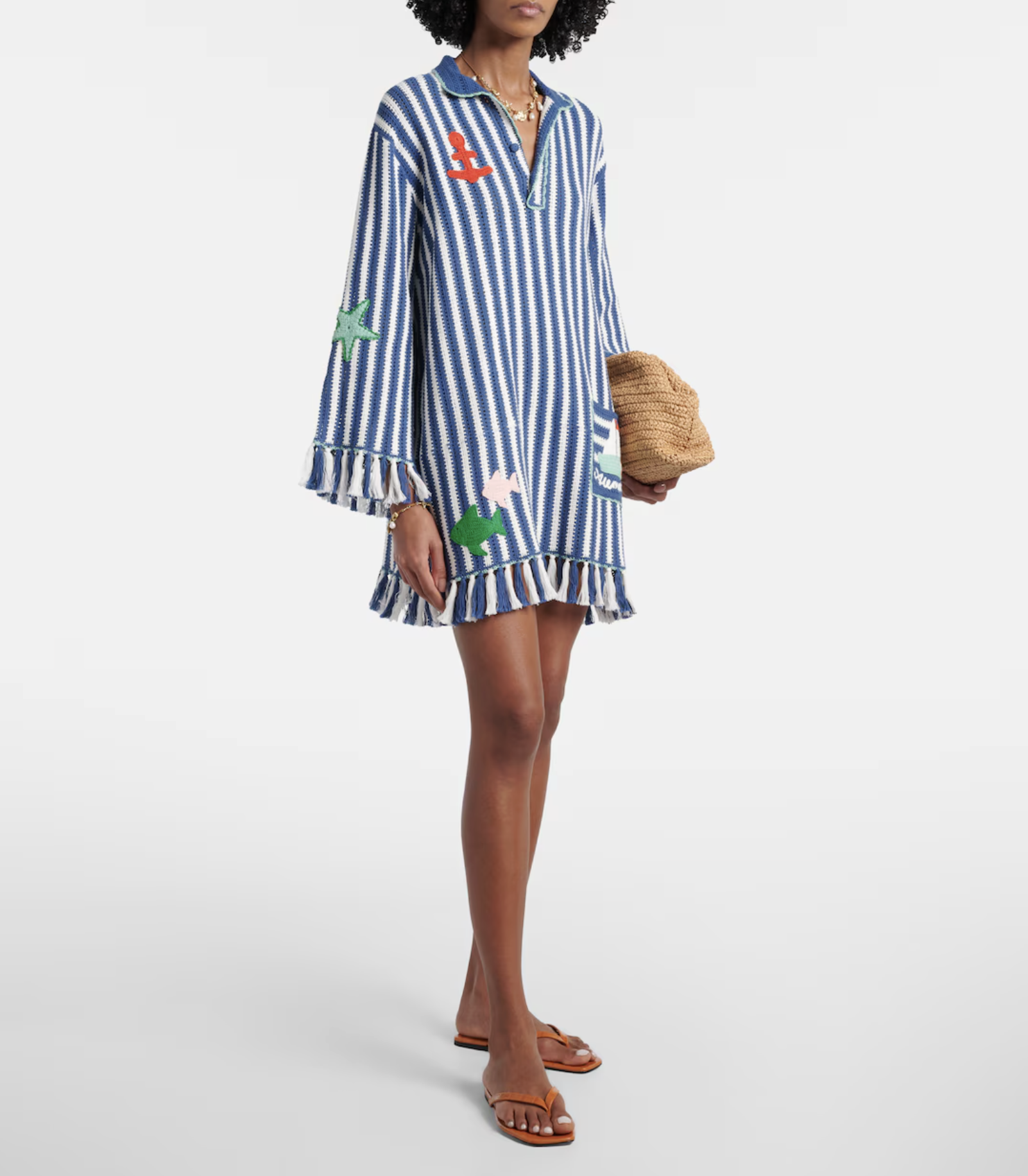 ALÉMAIS, Crochet striped cotton minidress