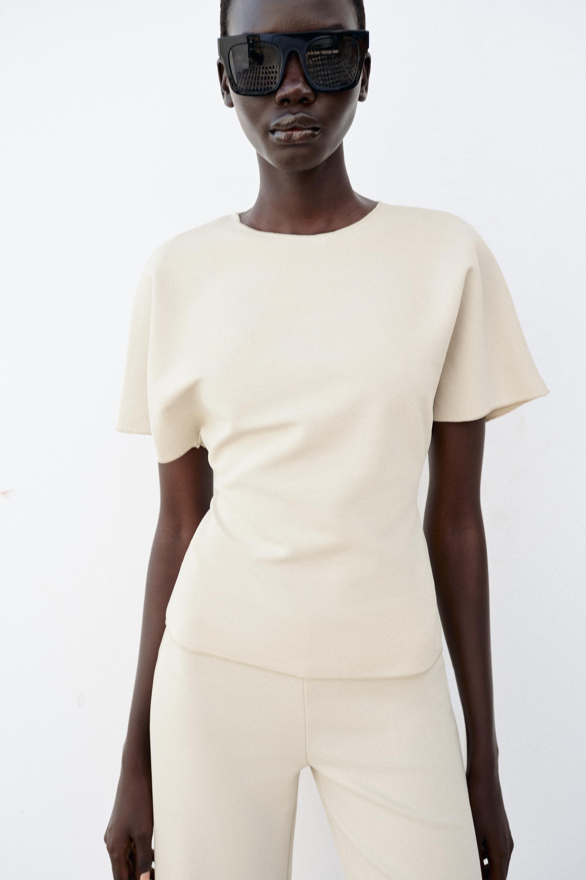 Short Sleeve Cut-Out Top - Ecru - S