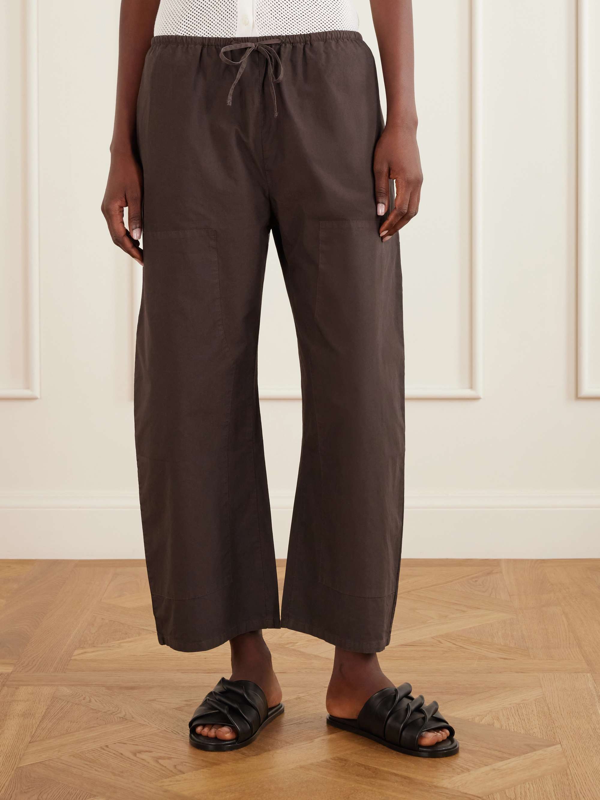 Kyoto Cotton-Poplin Low-Rise Wide-Leg Pants