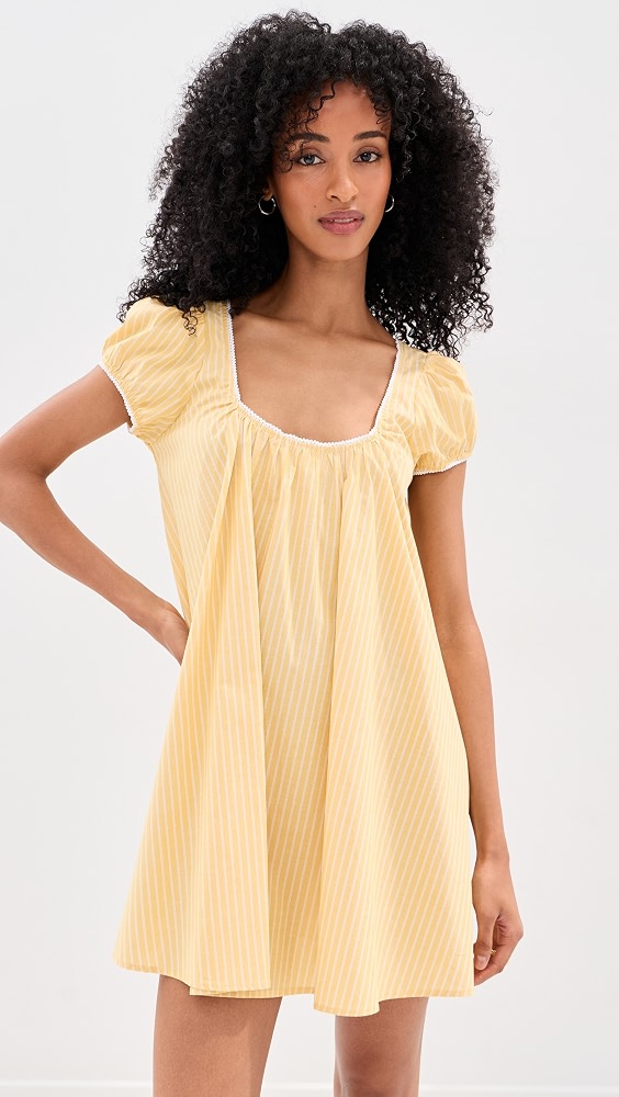 Babydoll Mini Dress - Ivory/black Stripe
