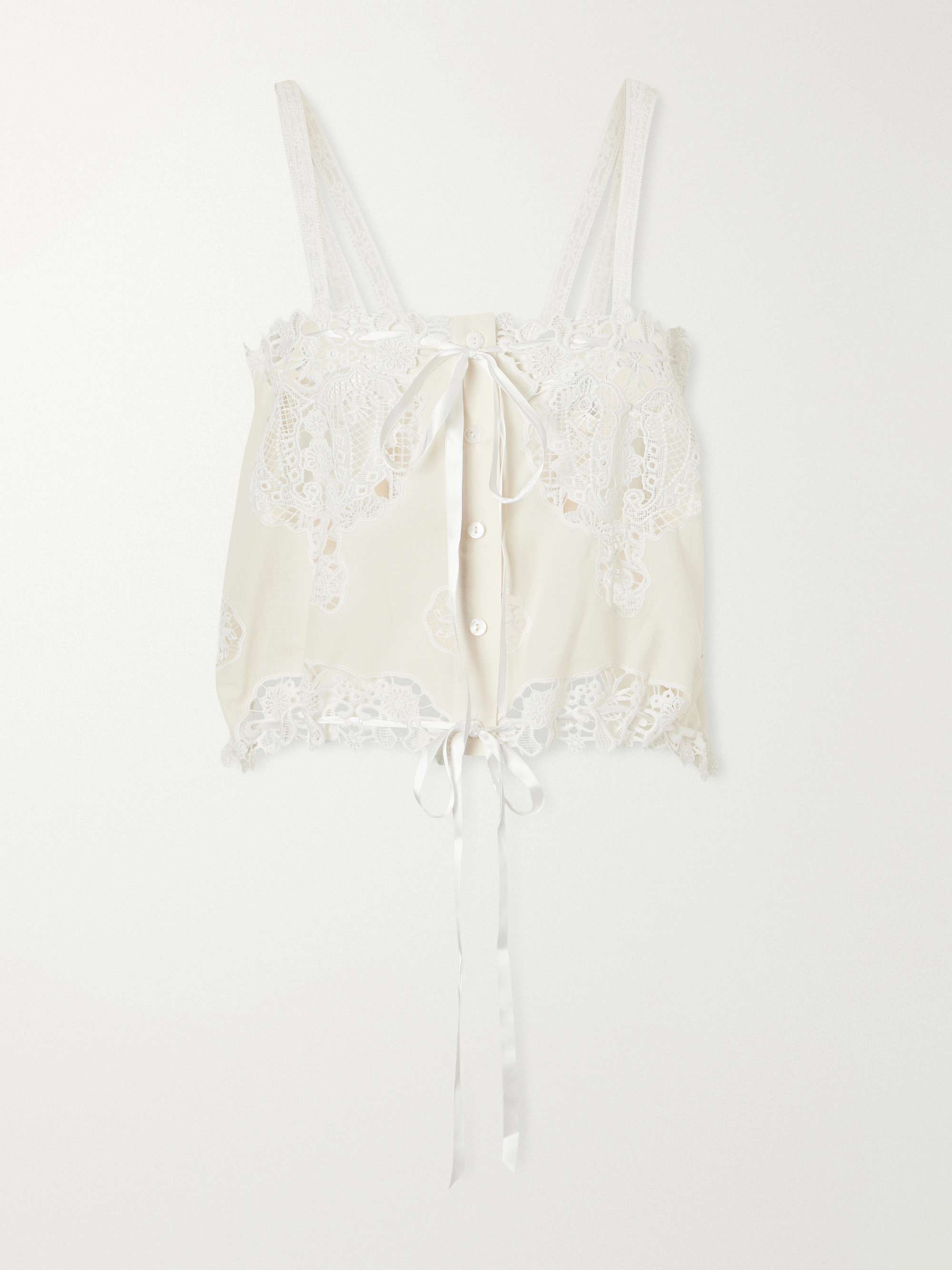 Palmer Cropped Guipure Lace-Trimmed Cotton-Blend Top