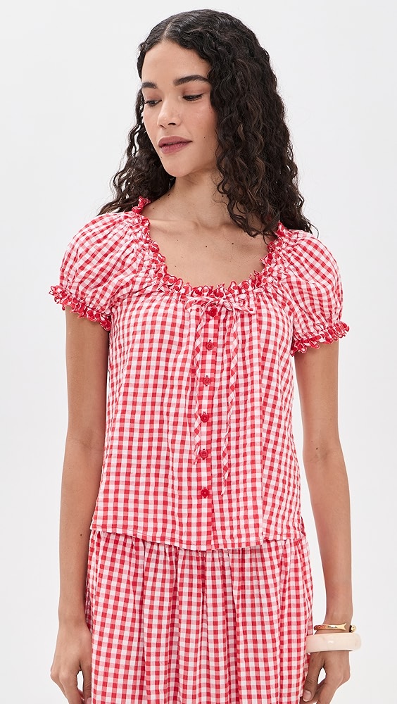 Gigi Gingham Top - Firework/white