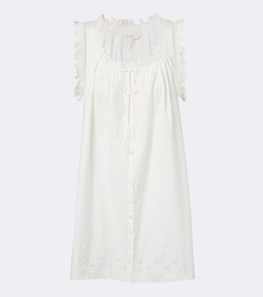 Nessie Broderie Anglaise Cotton Minidress in White - Doen