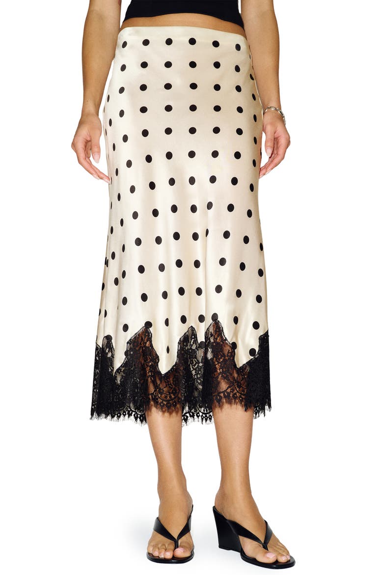Carolina Lace Trim Silk Midi Skirt