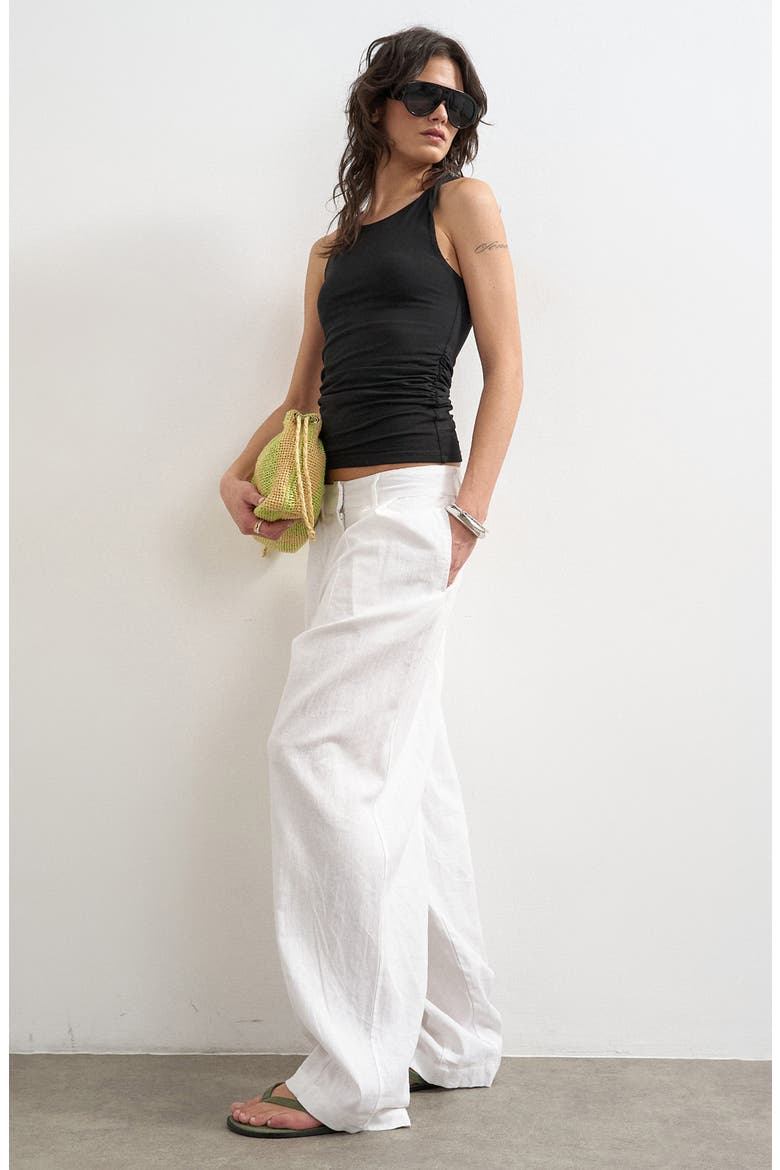 Topshop Knotted Shoulder Ruched Tank