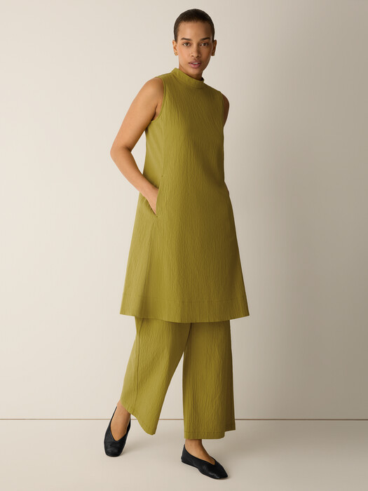 Organic Cotton Pucker Mock Neck Dress