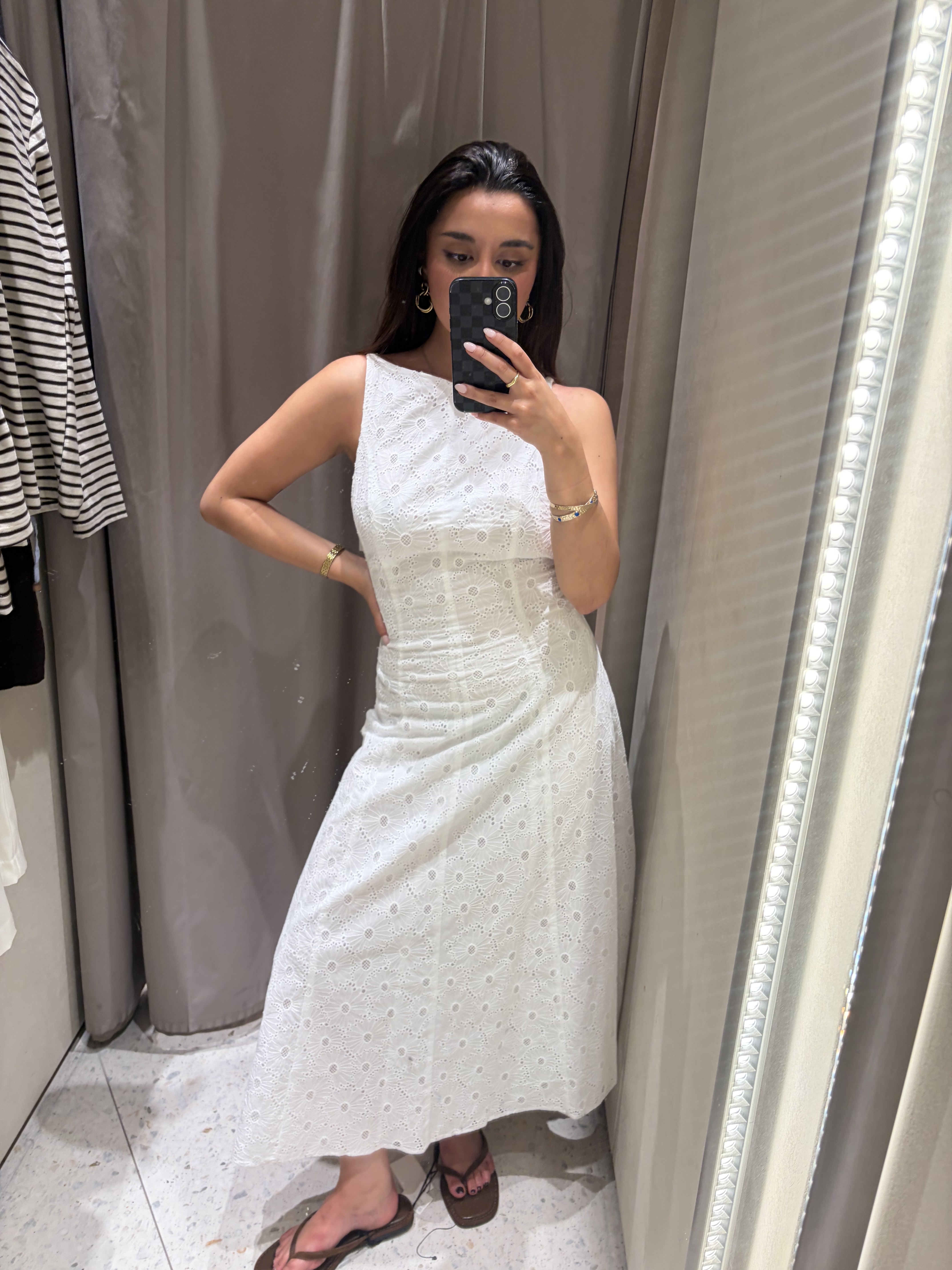 Senior Shopping Editor Marina wearing Zara dress