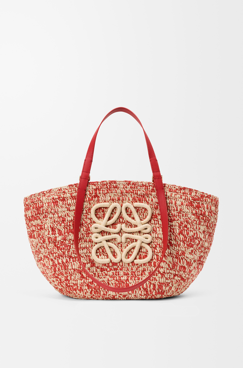 Medium Eclipse Basket in Raffia and Calfskin