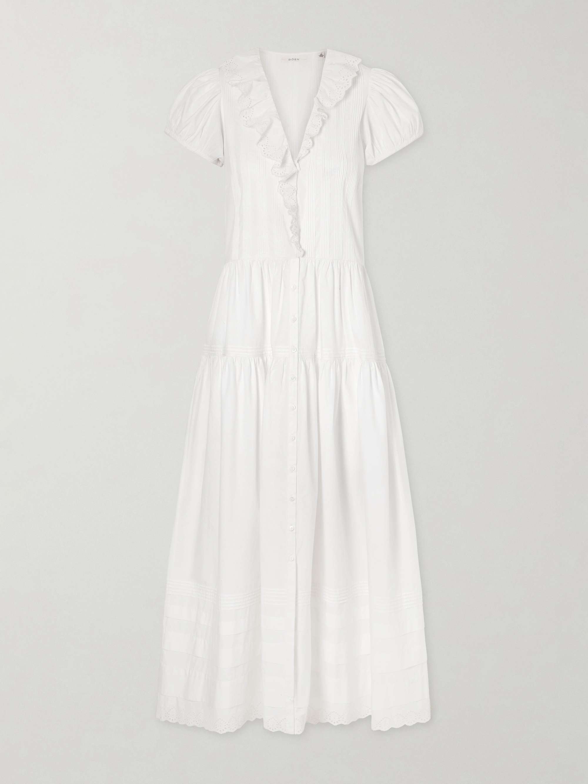 Eliette Ruffled Brodeire Anglaise-Trimmed Organic Cotton Midi Dress
