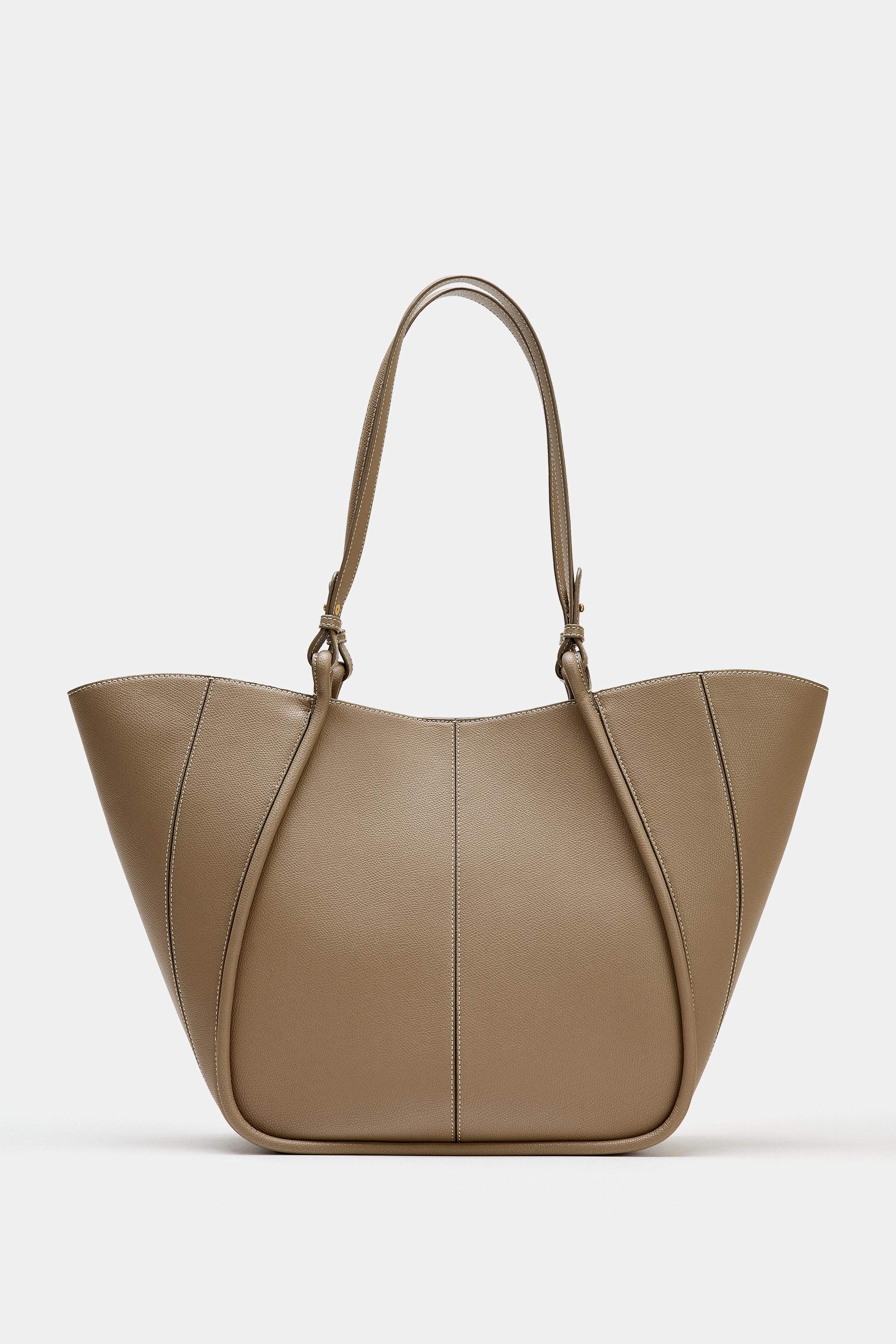 Shoulder Strap Detail Tote Bag - Taupe Grey - One Size Only