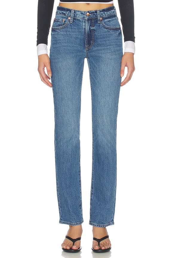 Aleks Mid Rise Straight Leg Jeans