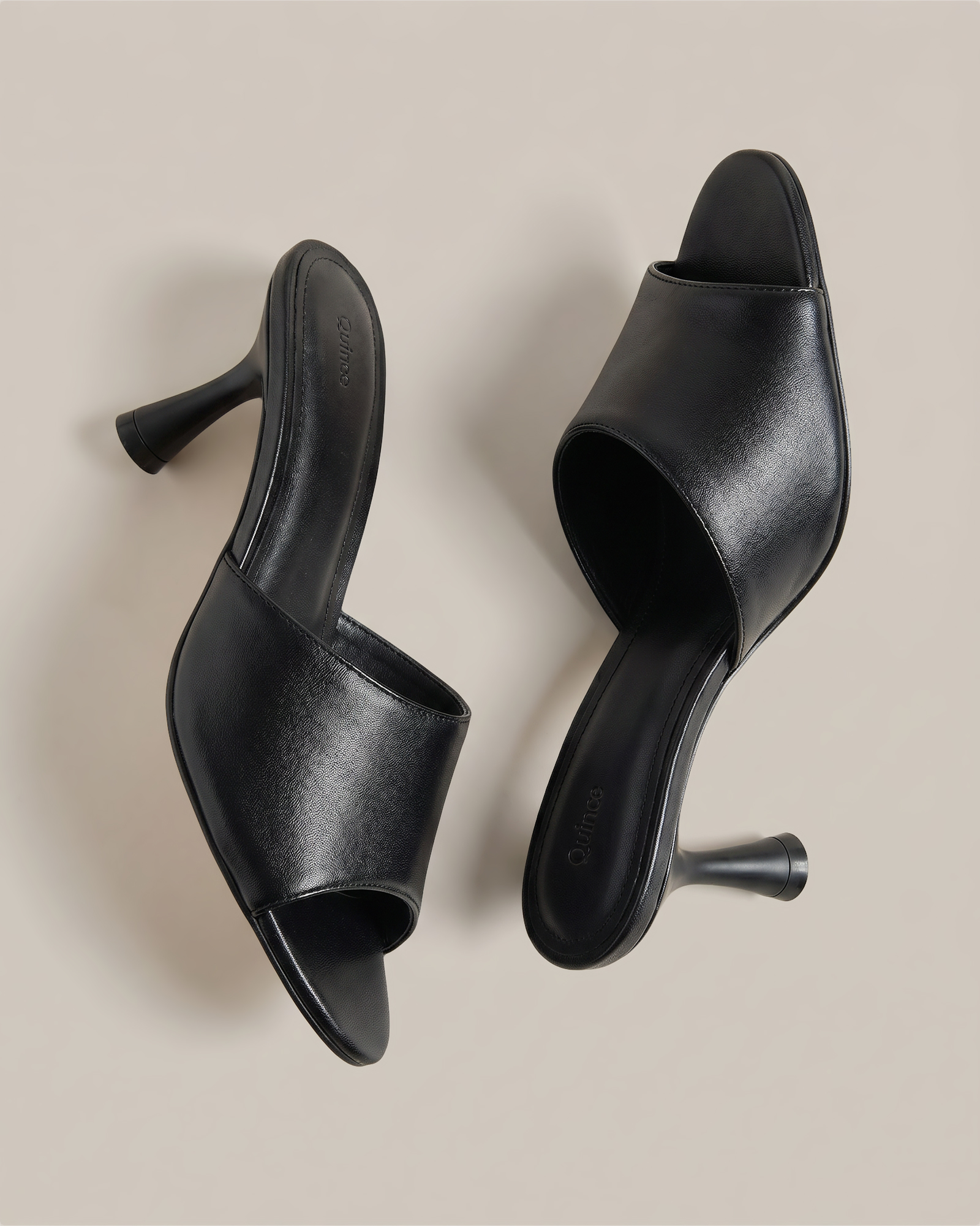 Italian Leather 65mm Stiletto Mule in Black