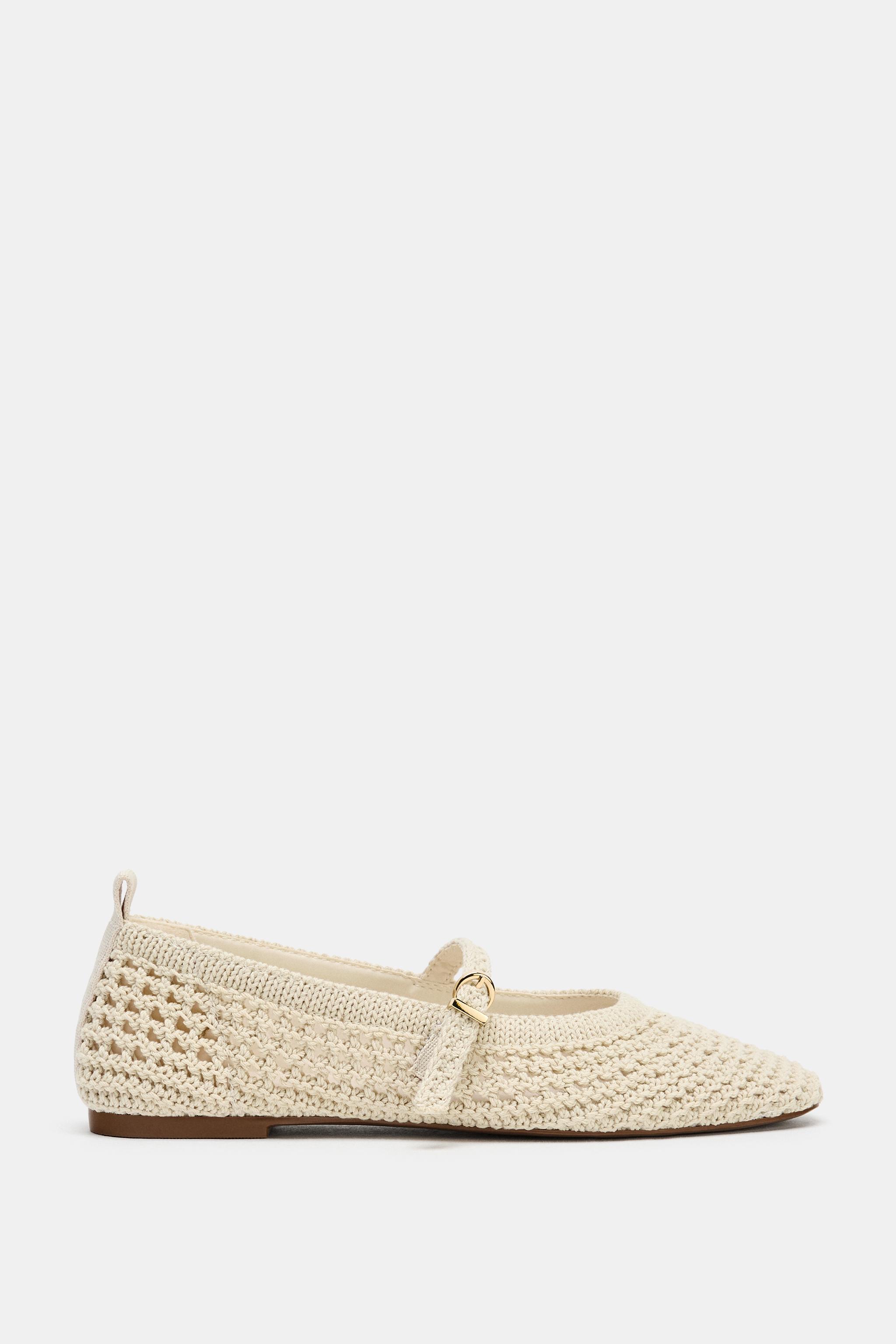 Braided Effect Flat Ballet Flats - Ecru - 2