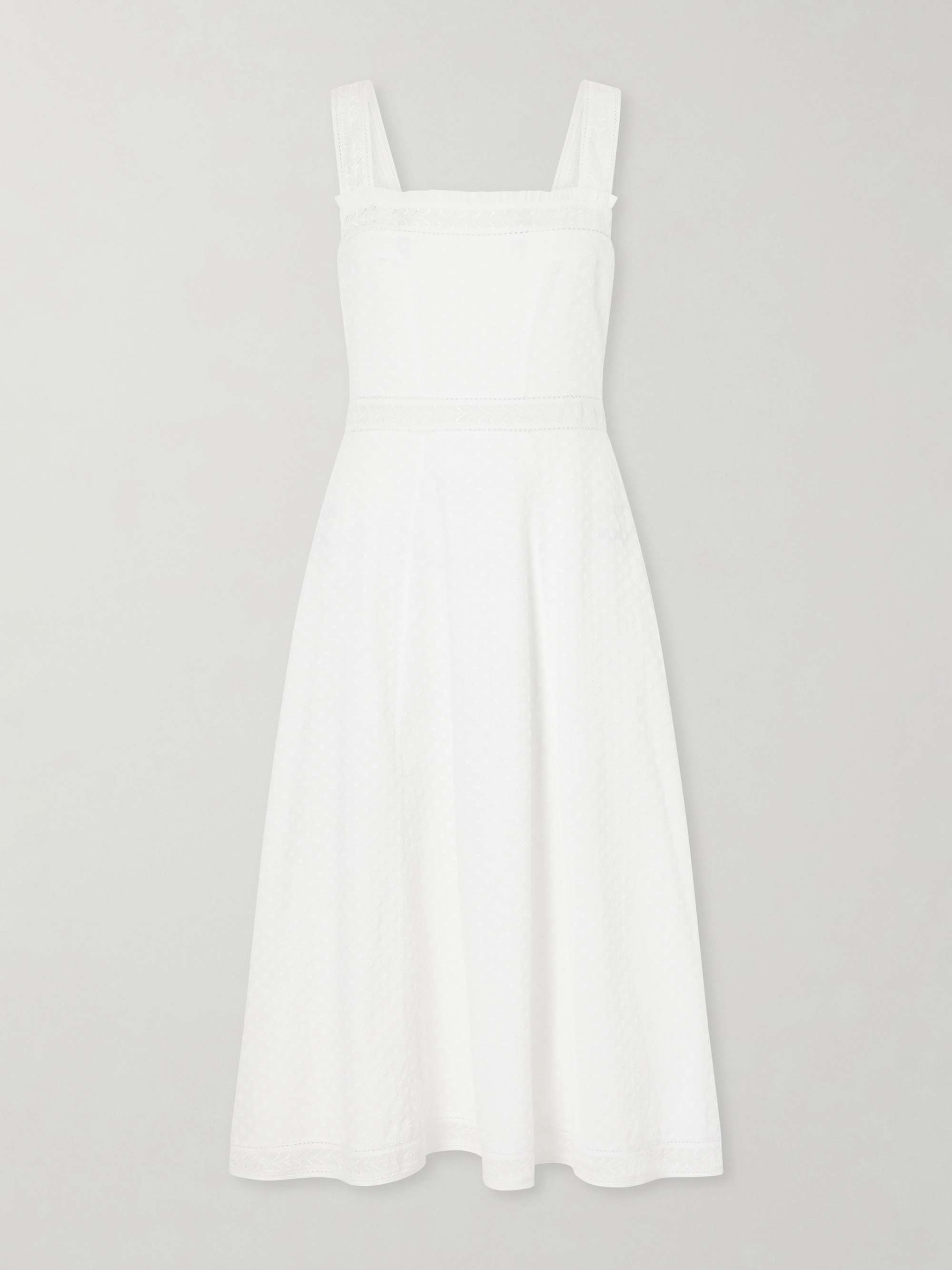 Artemis Pleated Embroidered Cotton-Boucl&eacute; Dress