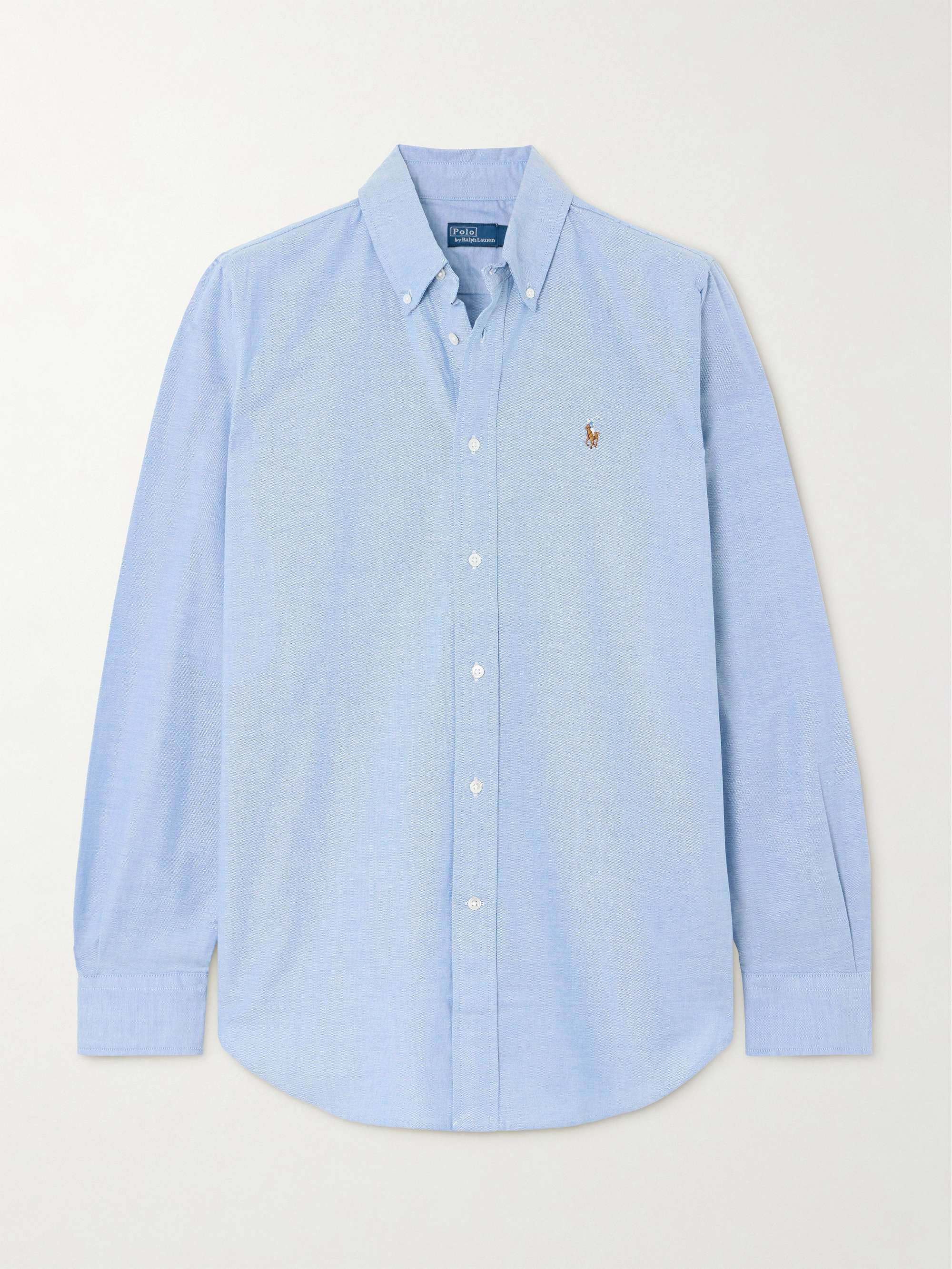Embroidered Cotton-Blend Oxford Shirt