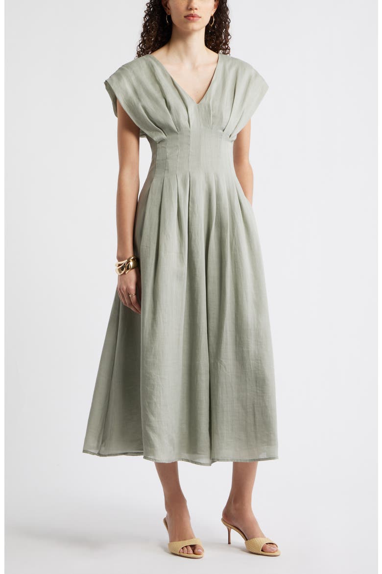 Pleat Waist A-Line Dress