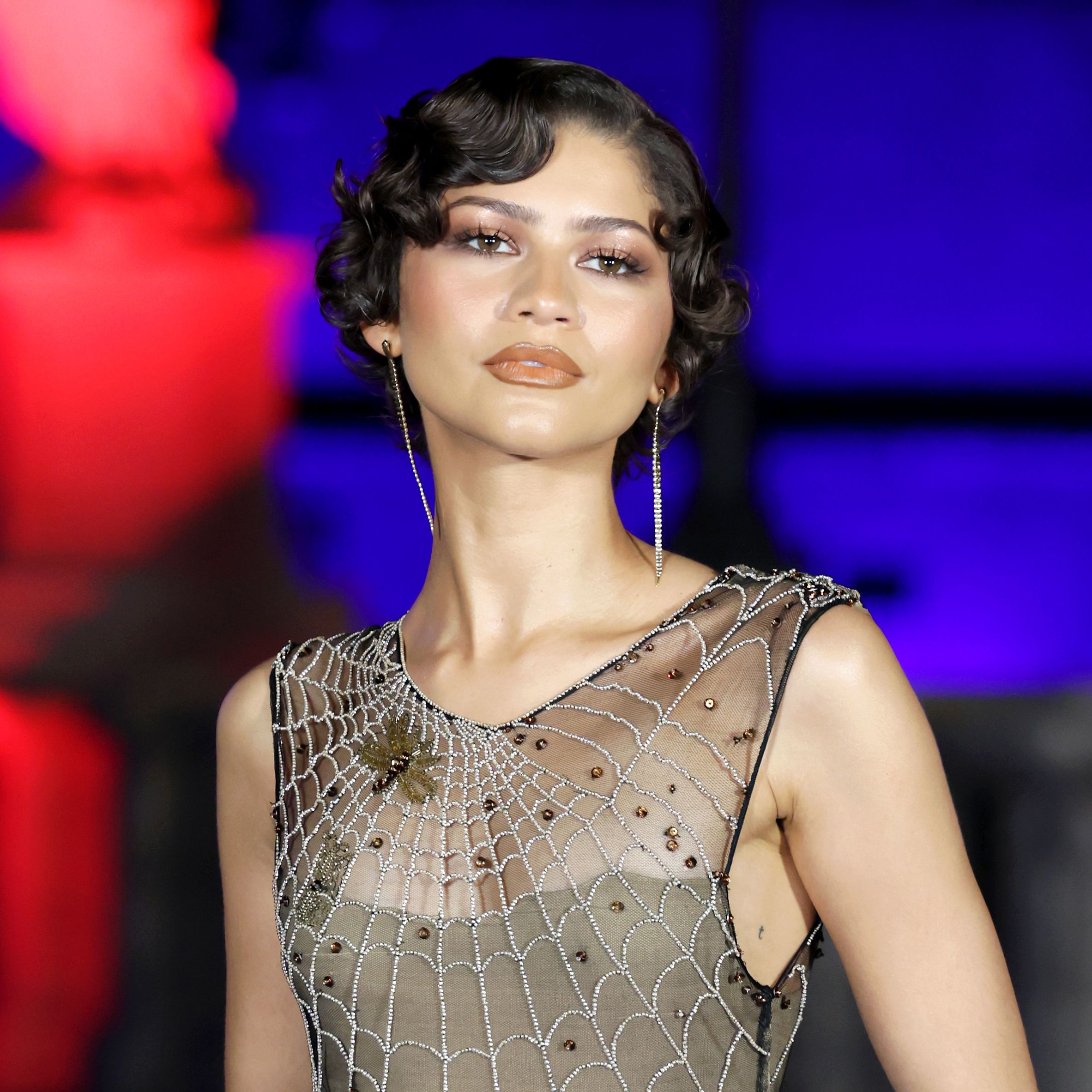 Zendaya attends the Spider-Man: Brand New Day Rome premiere evening photocall at Ponte Sant'Angelo on June 23, 2026 in Rome, Italy.
