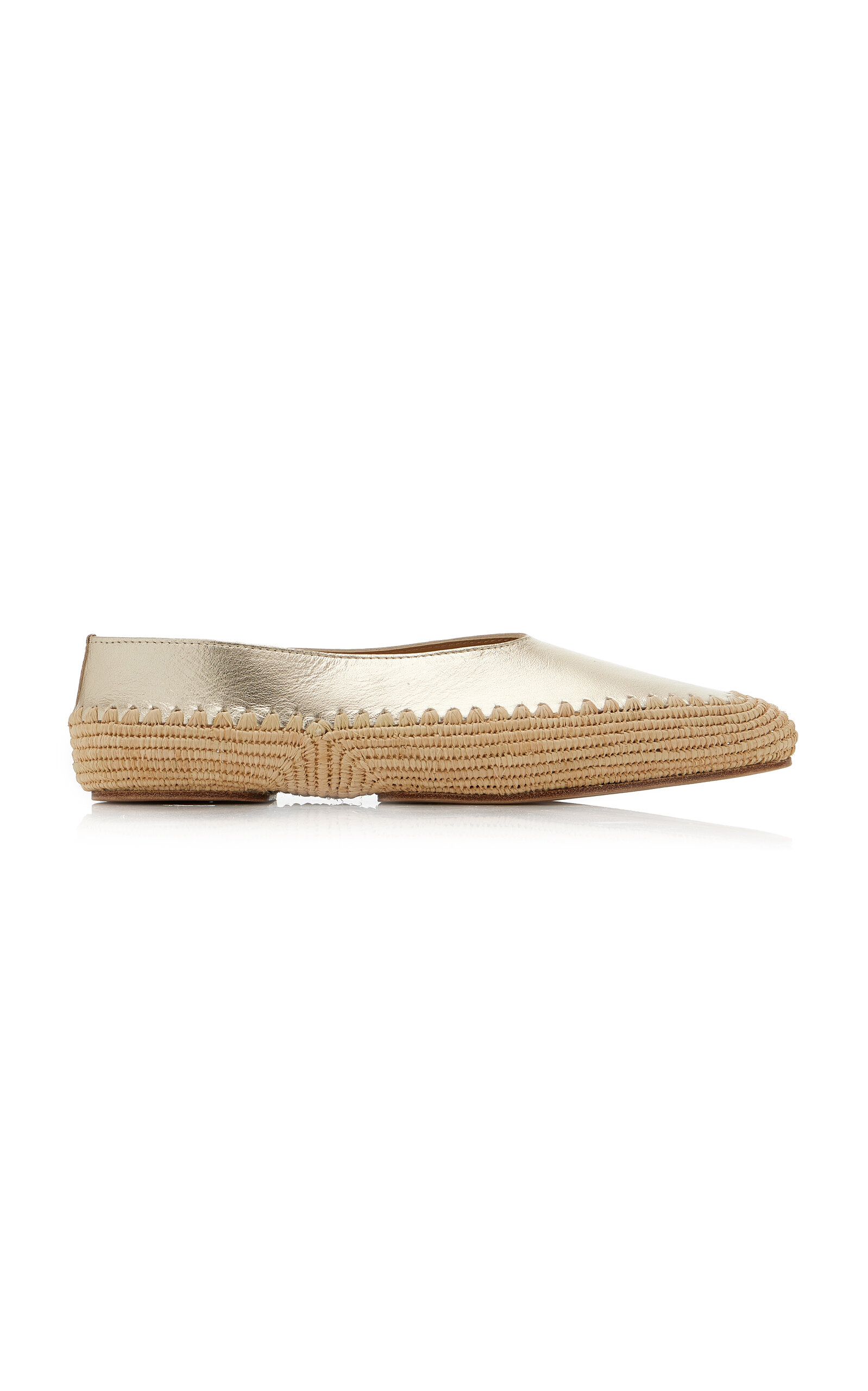 Strength Metallic Leather and Raffia Flats