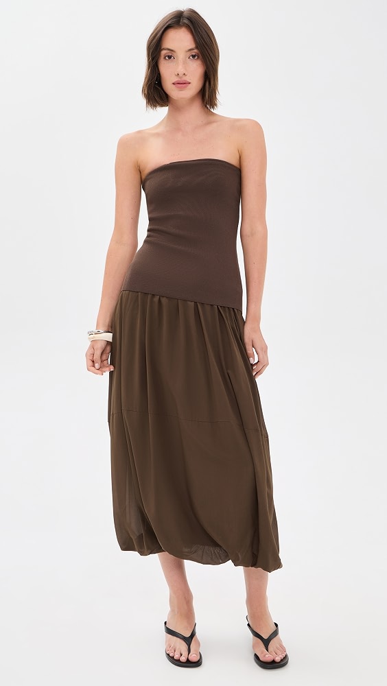 Strapless Balloon Hem Dress - Cedar