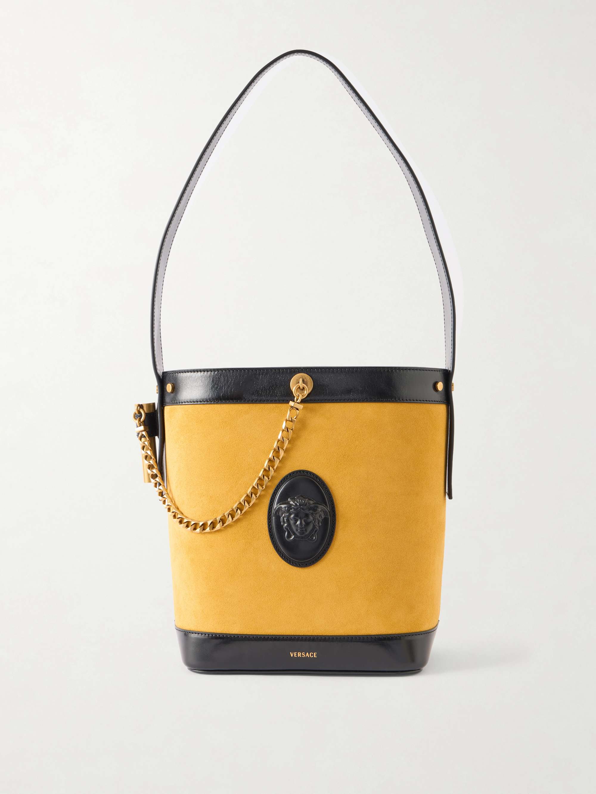 Pivot Logo-Appliqu&eacute;d Small Leather Bucket Bag
