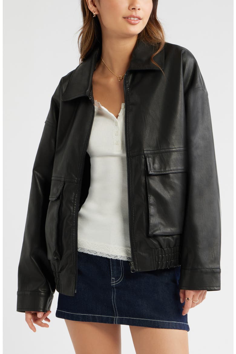 Relaxed Faux Leather Jacket