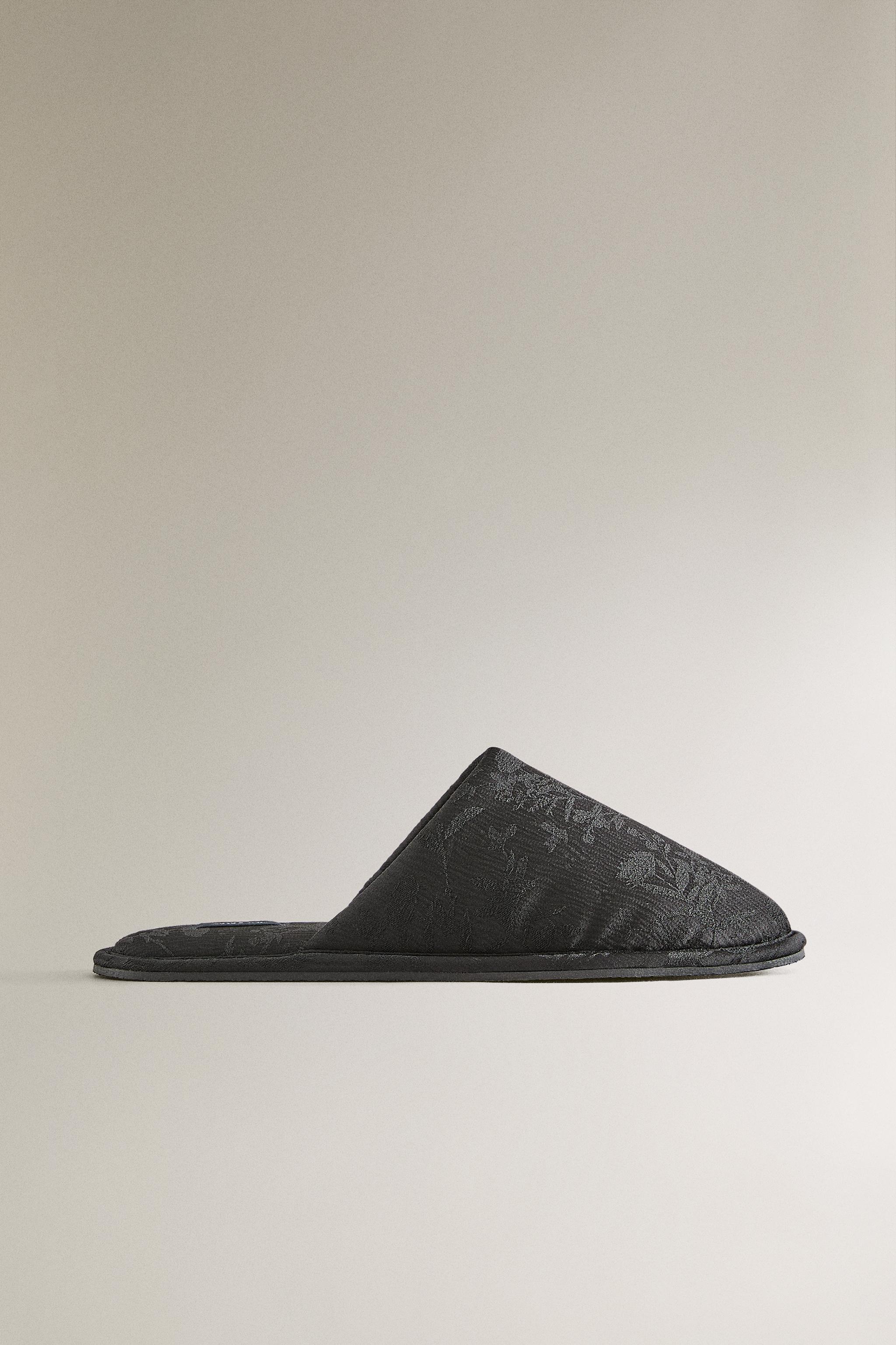 Jacquard Mule Slippers - Black - 6
