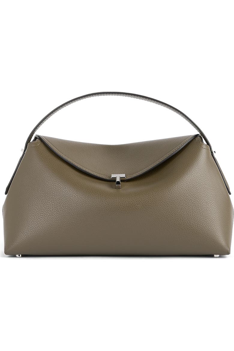 T-Lock Grained Leather Top Handle Bag