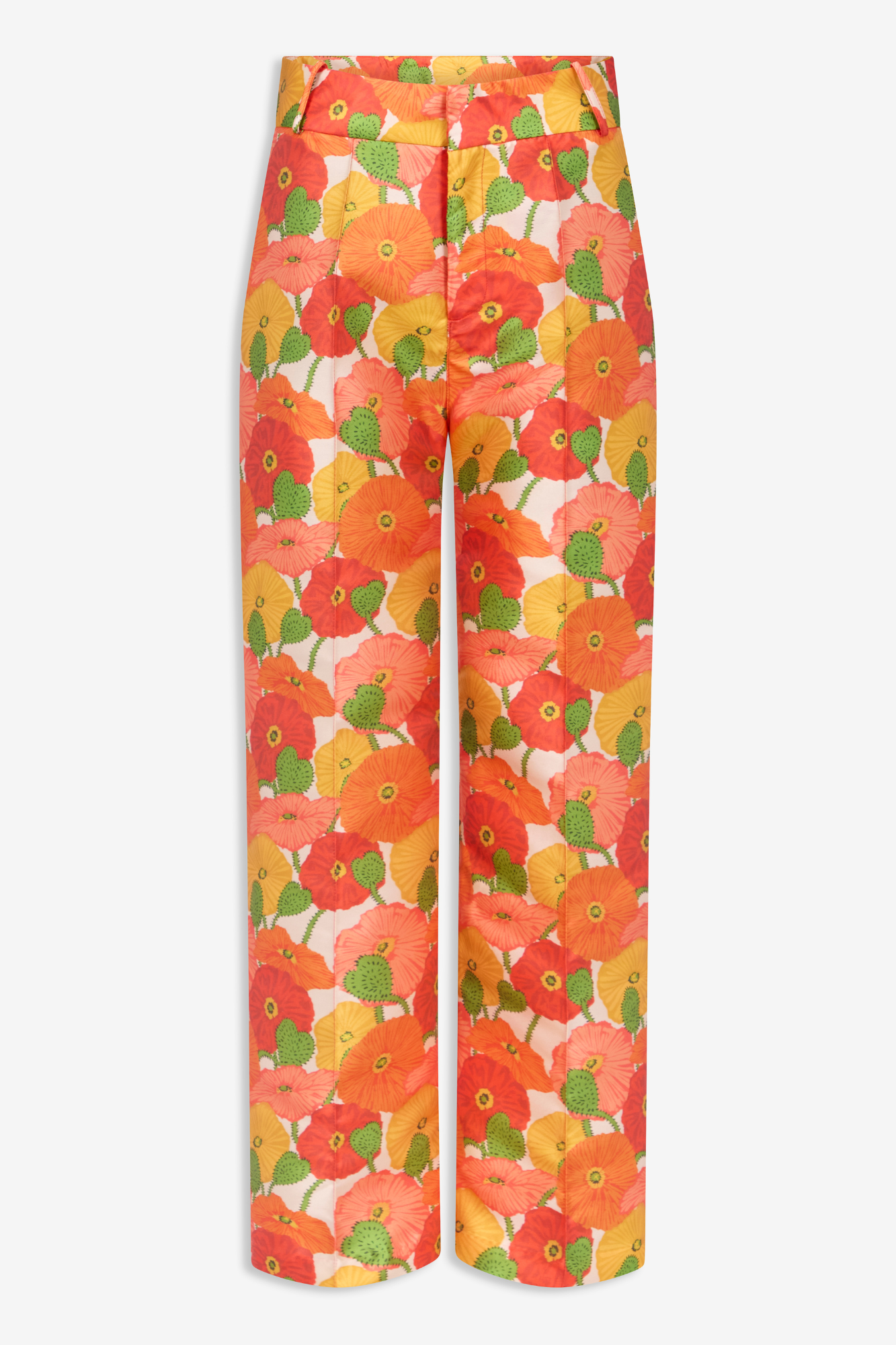 Satin Trousers — Multicolour Floral - 34