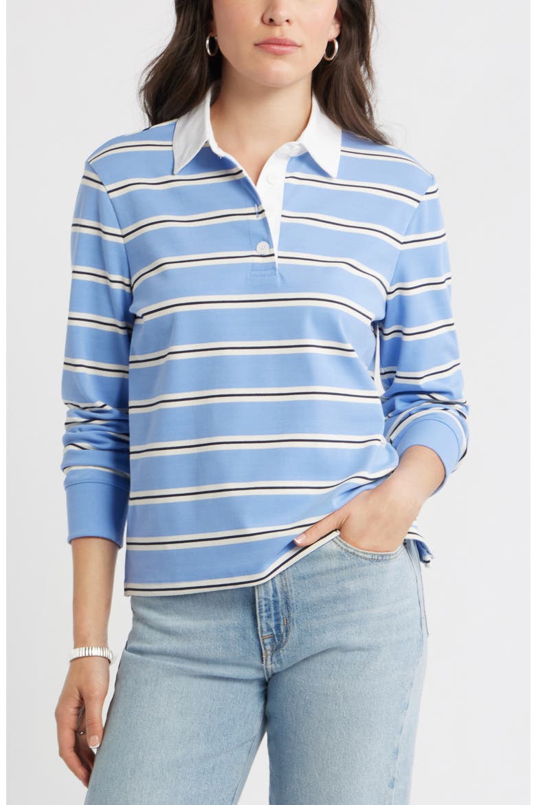 Stripe Long Sleeve Rugby Polo