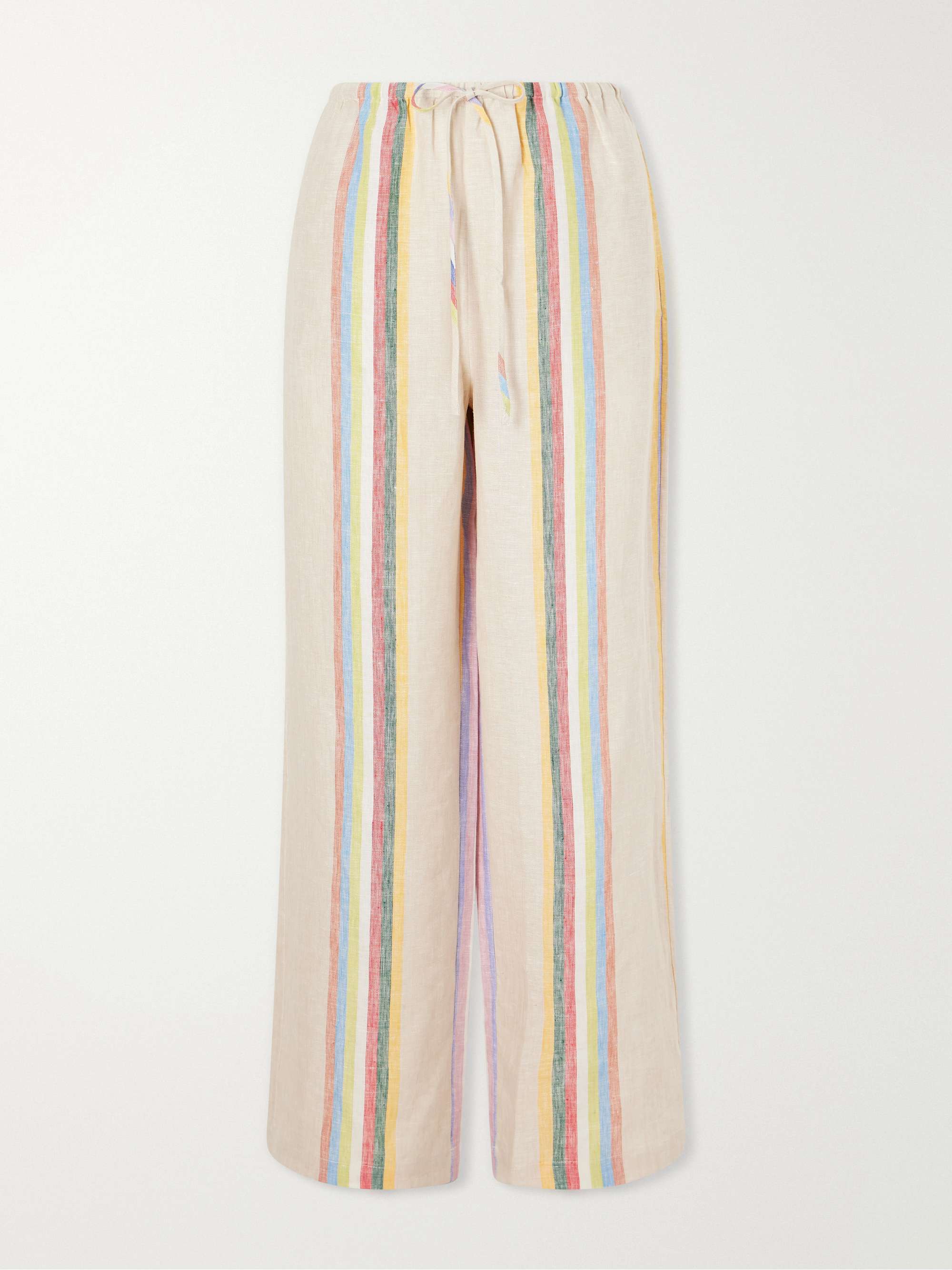 Mateo Striped Linen Wide-Leg Pants