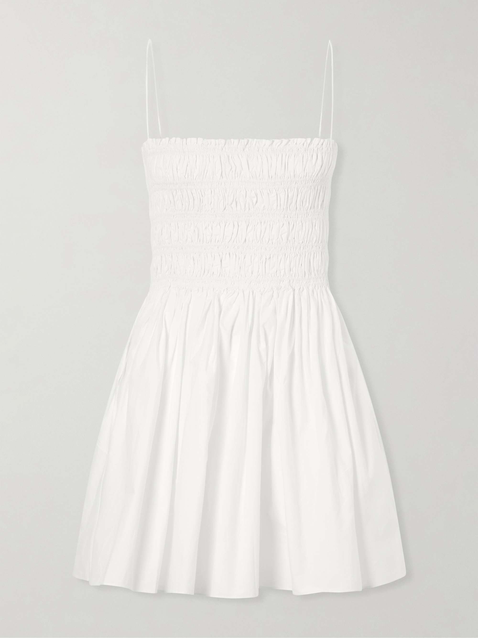 Shirred Cotton Mini Dress