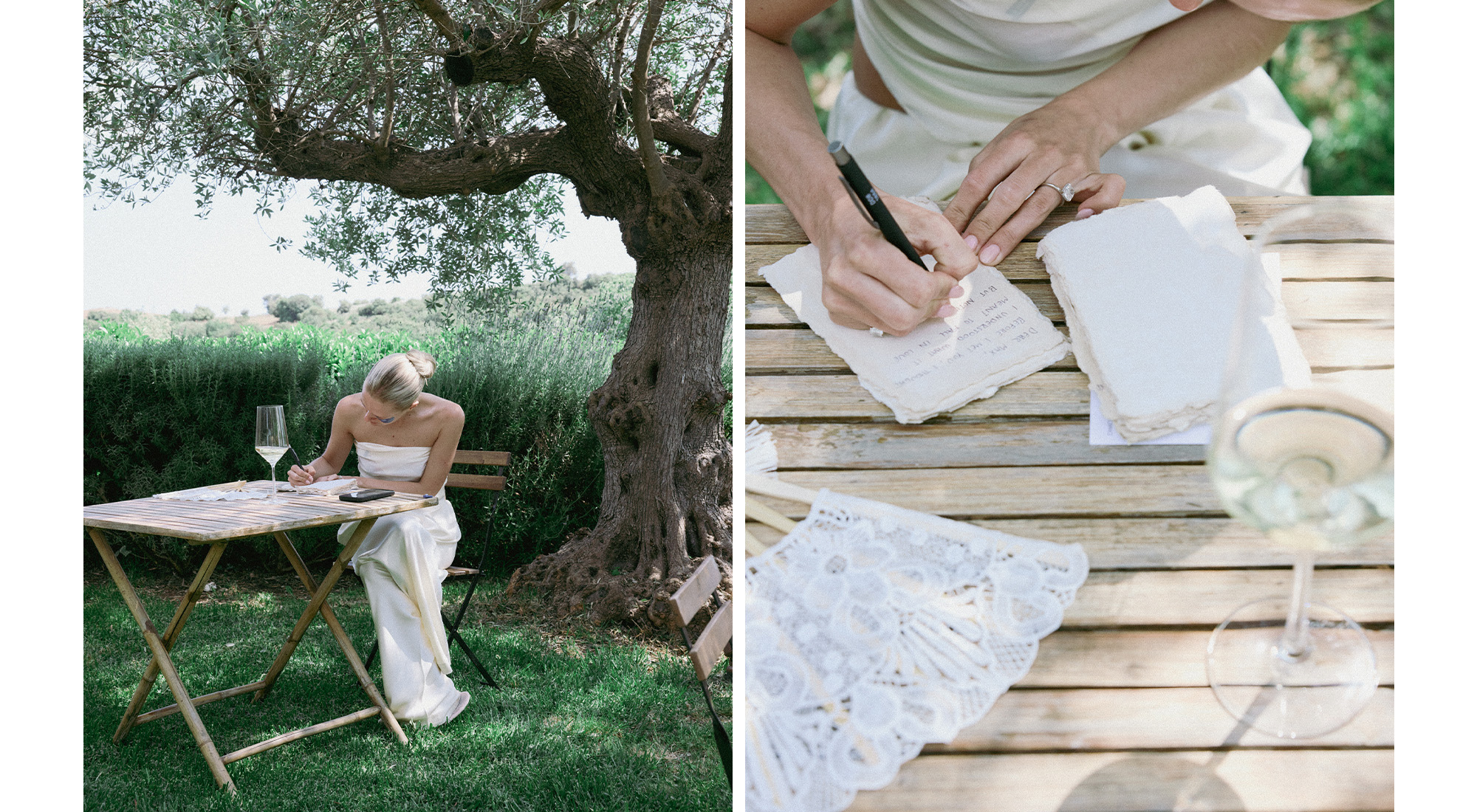 Karoline writing her vows.