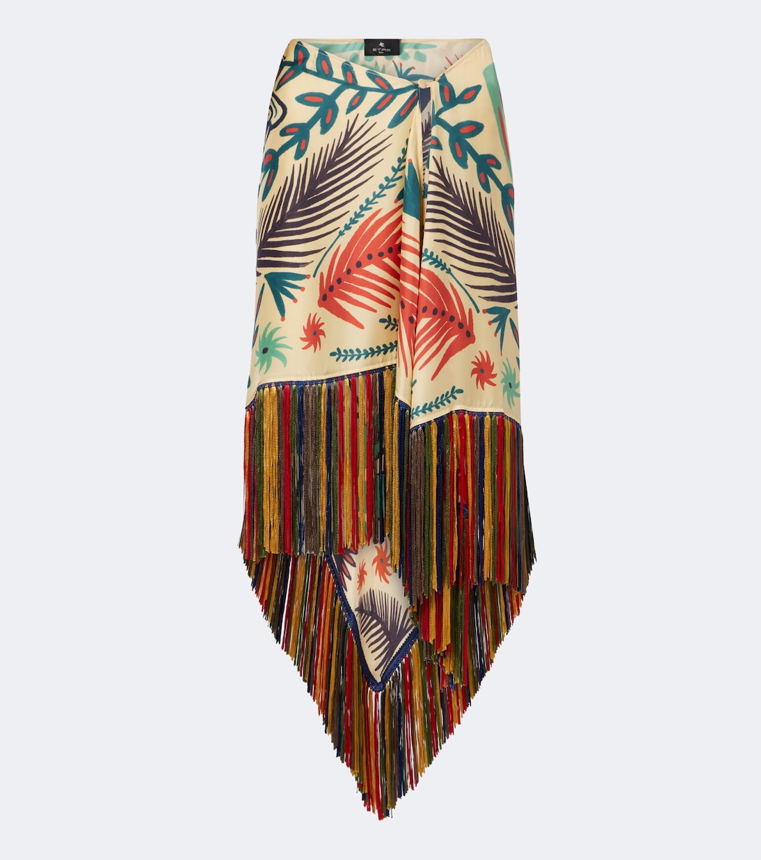 Fringed Printed Asymmetric Silk Midi Skirt in Multicoloured - Etro