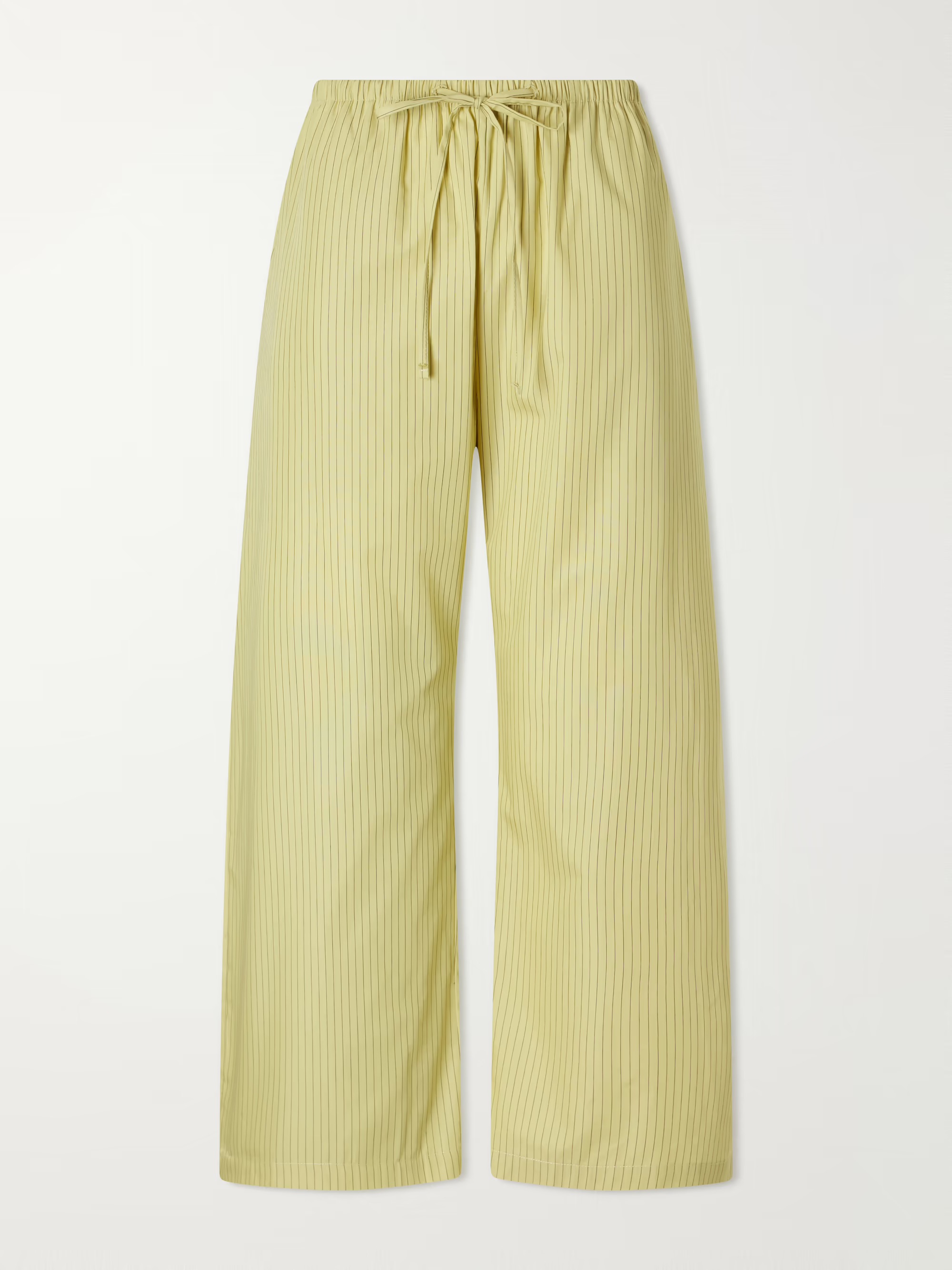 Yoshi striped cotton and lyocell-blend wide-leg pants